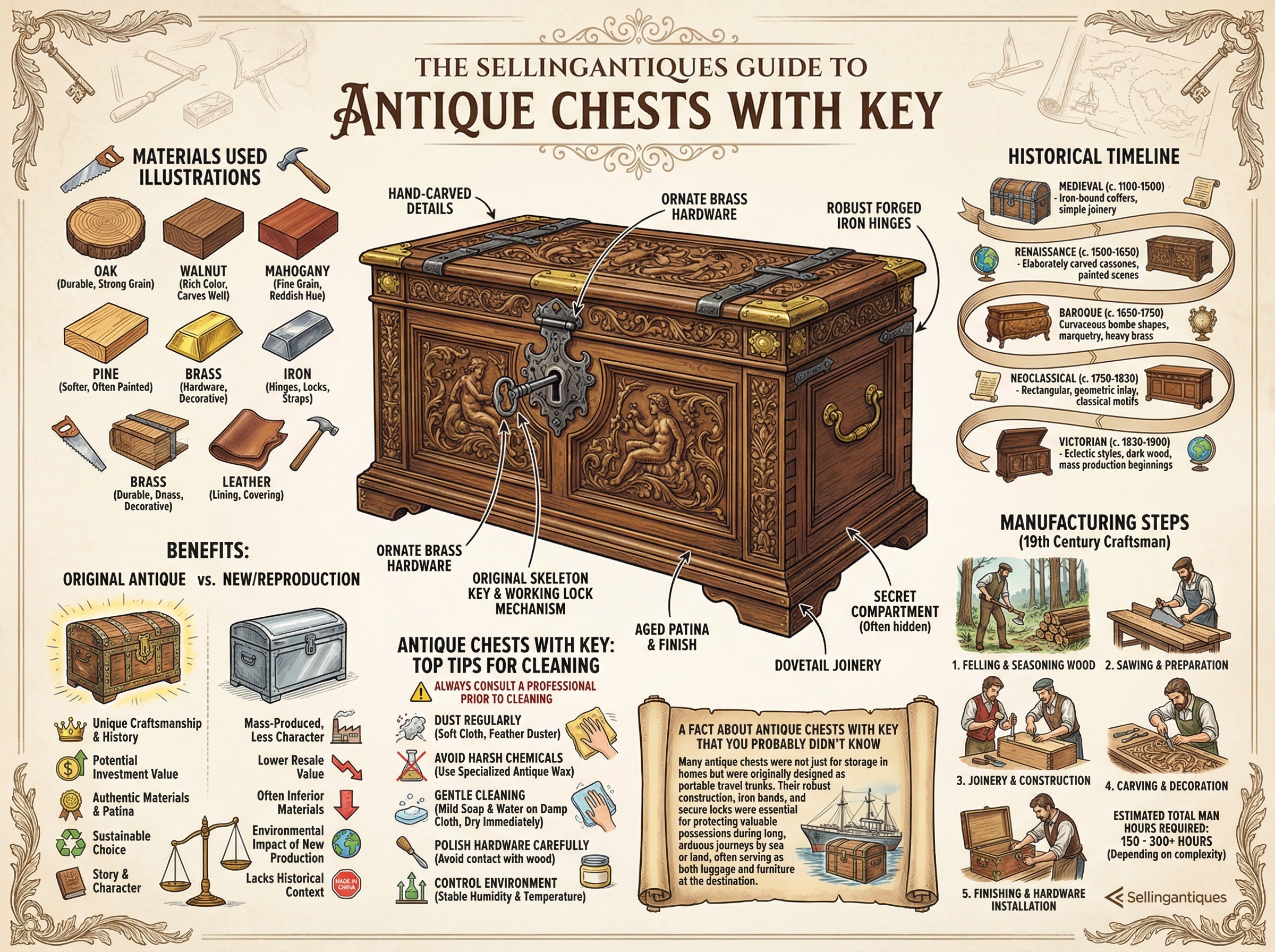 Antique Chests With Key Guide Infographic
