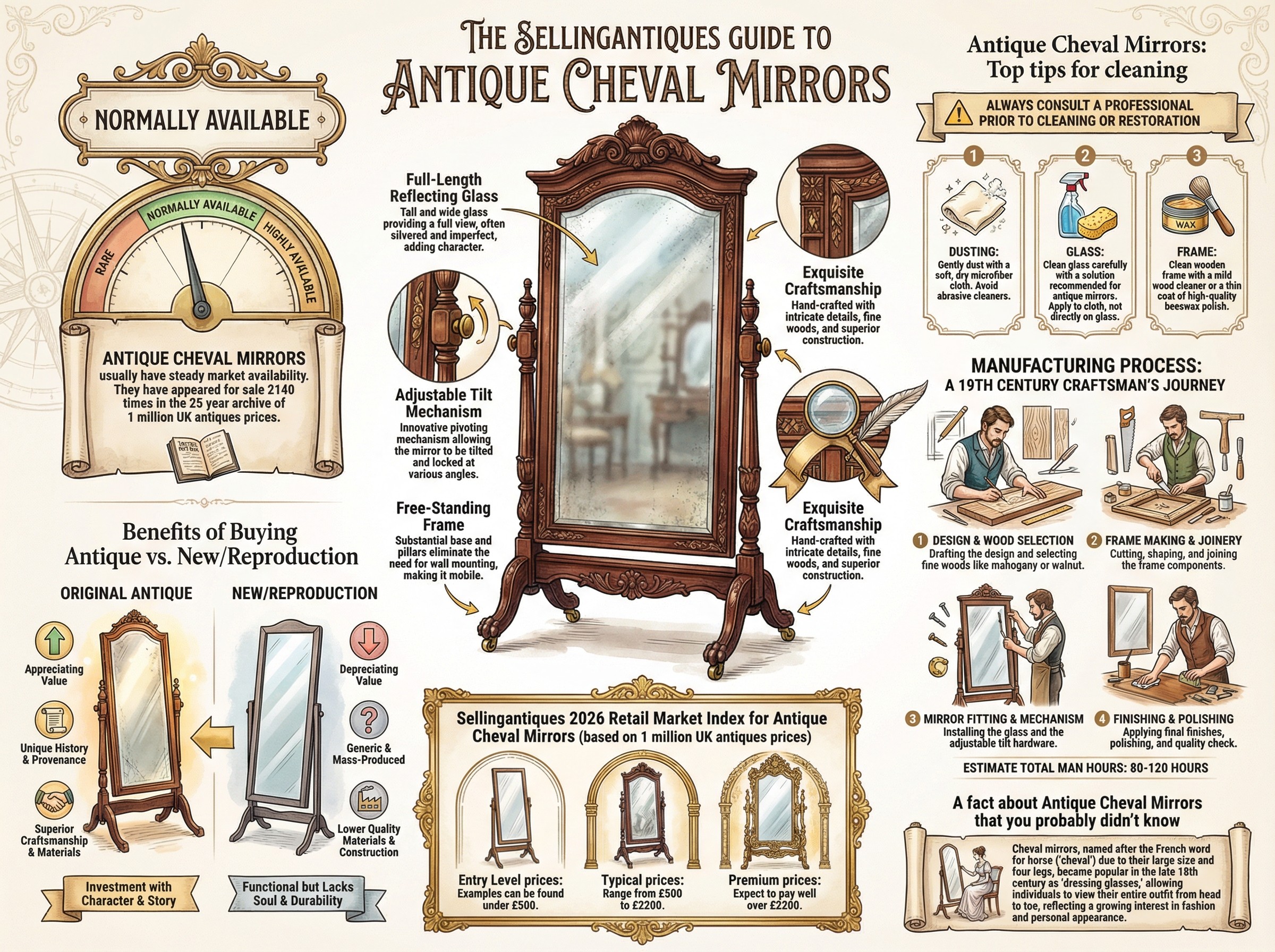 Antique Cheval Mirrors Guide Infographic