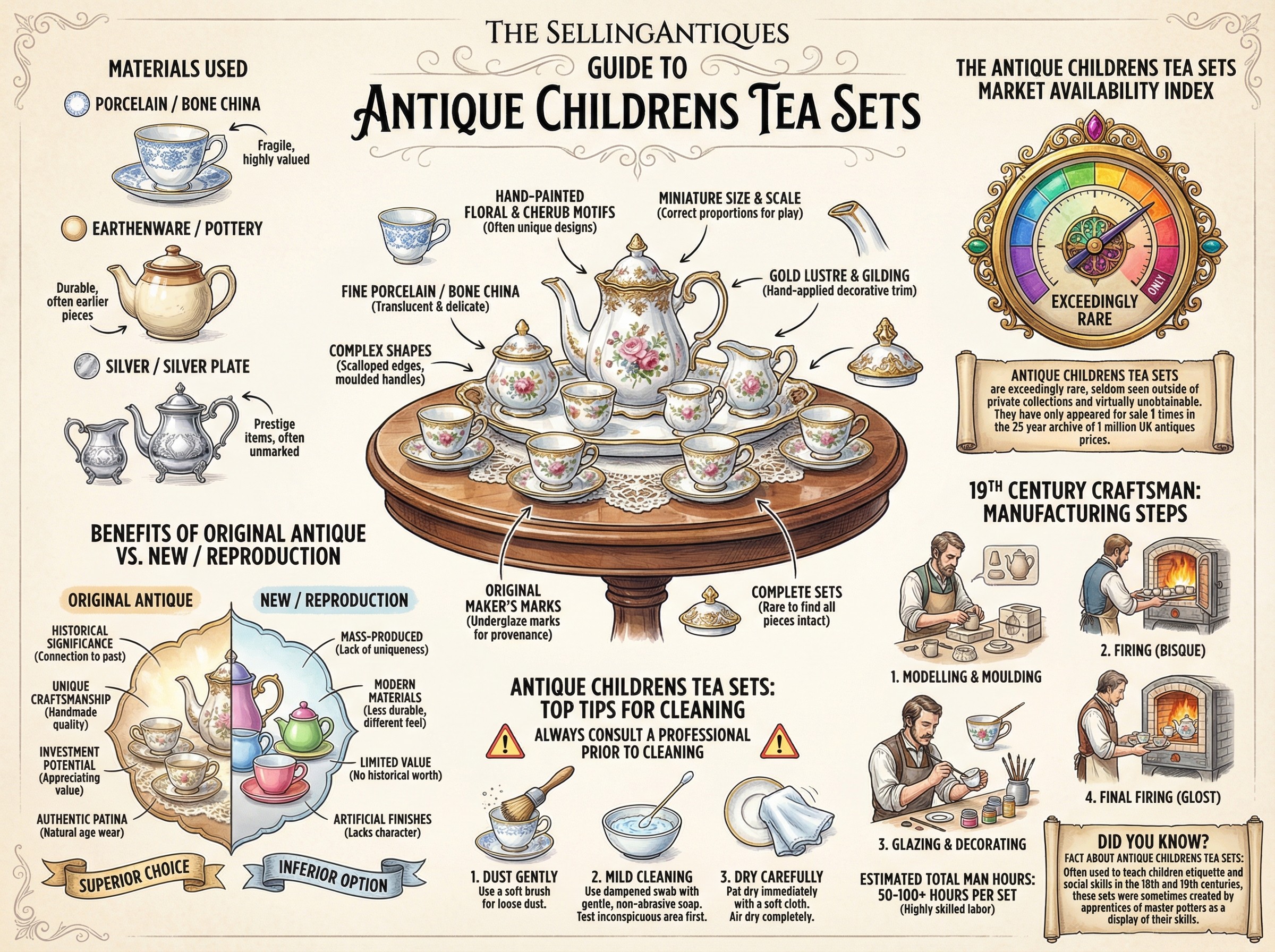 Antique Childrens Tea Sets Guide Infographic