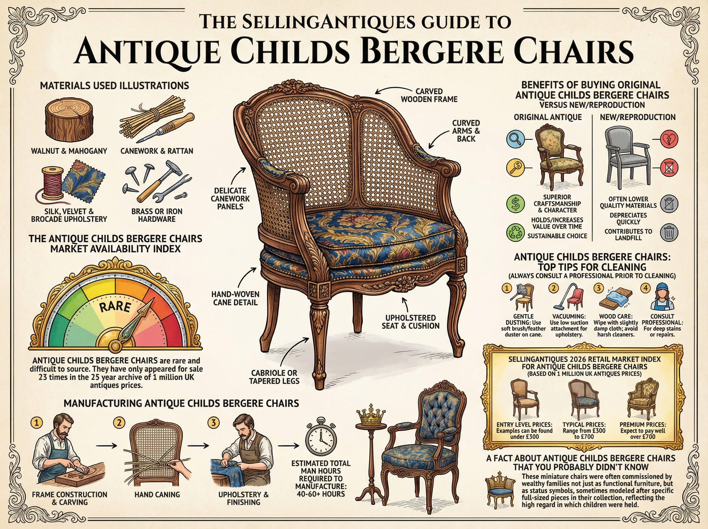 Antique Childs Bergere Chairs Guide Infographic