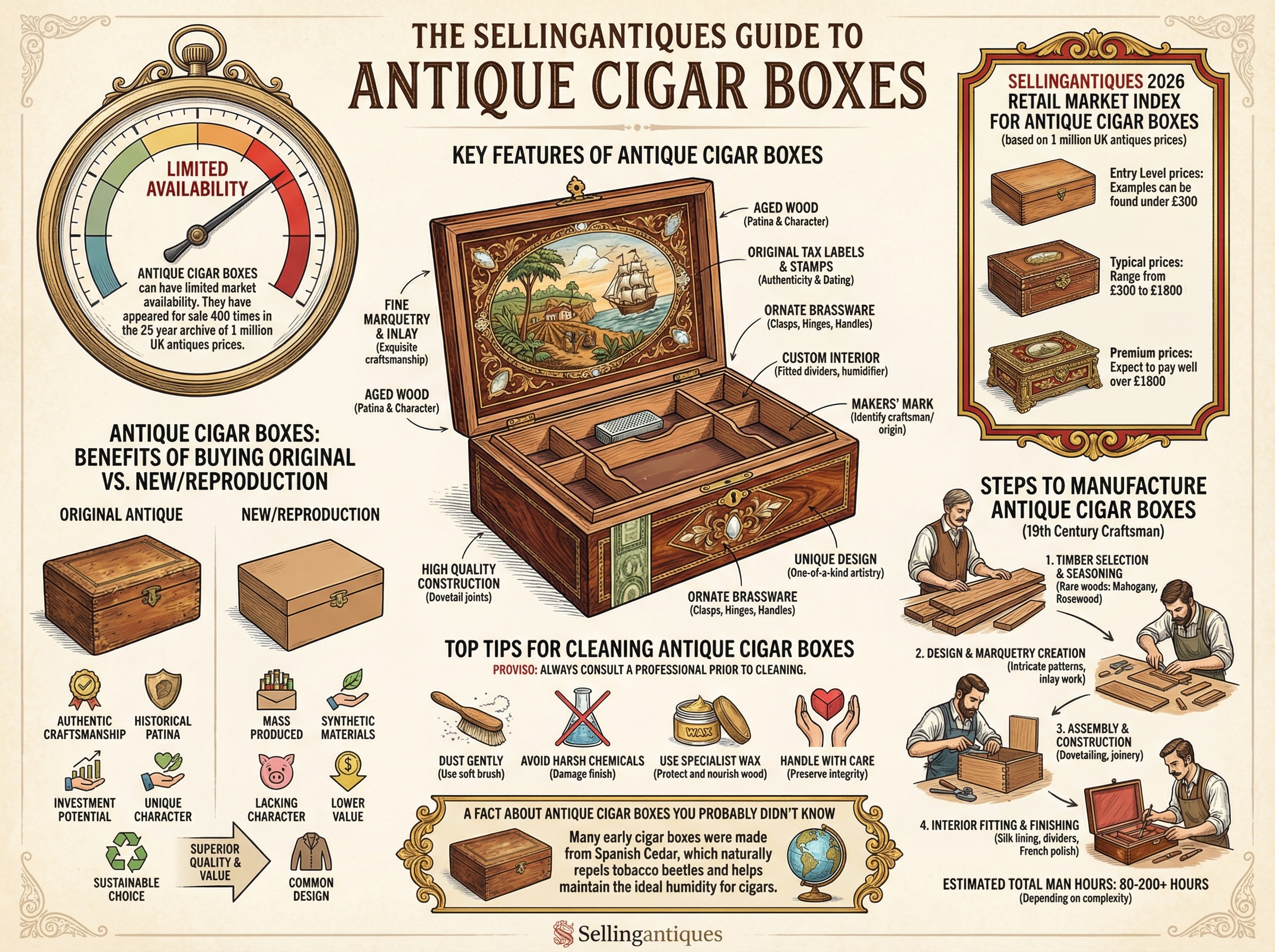 Antique Cigar Boxes Guide Infographic