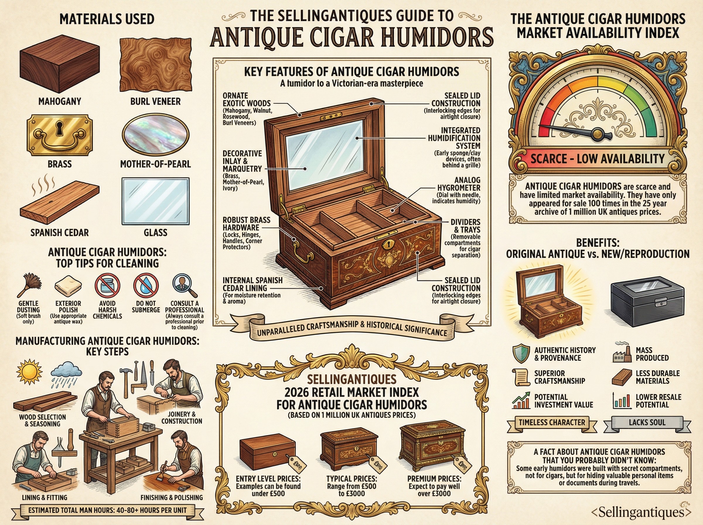 Antique Cigar Humidors Guide Infographic