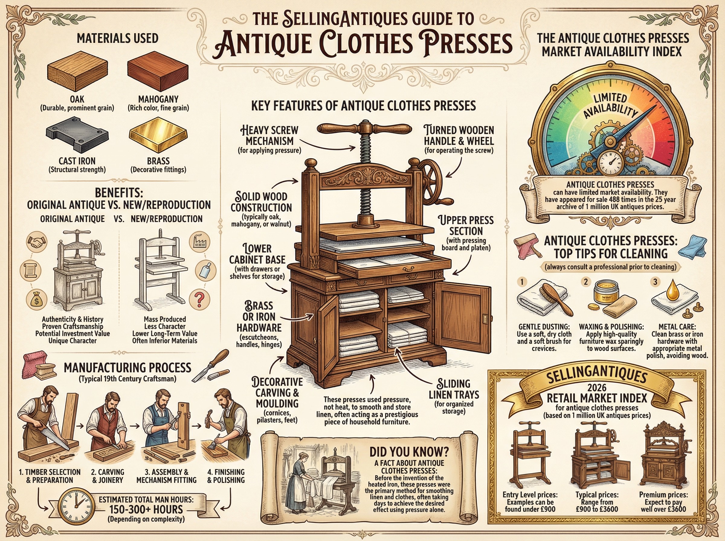 Antique Clothes Presses Guide Infographic