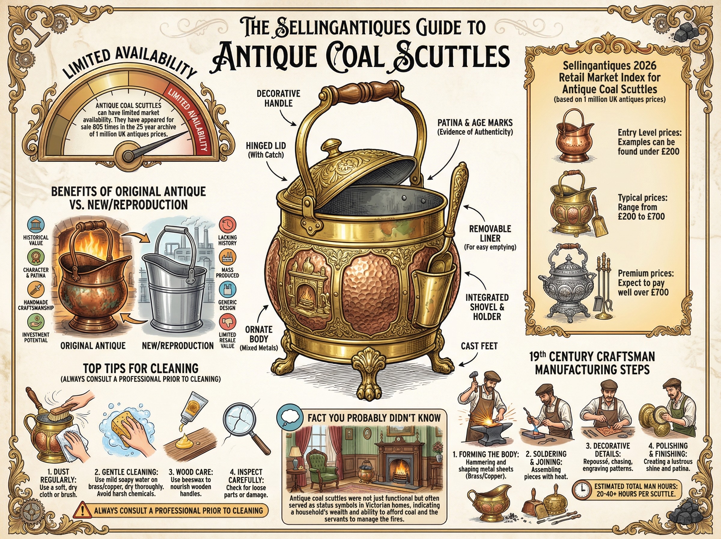 Antique Coal Scuttles Guide Infographic