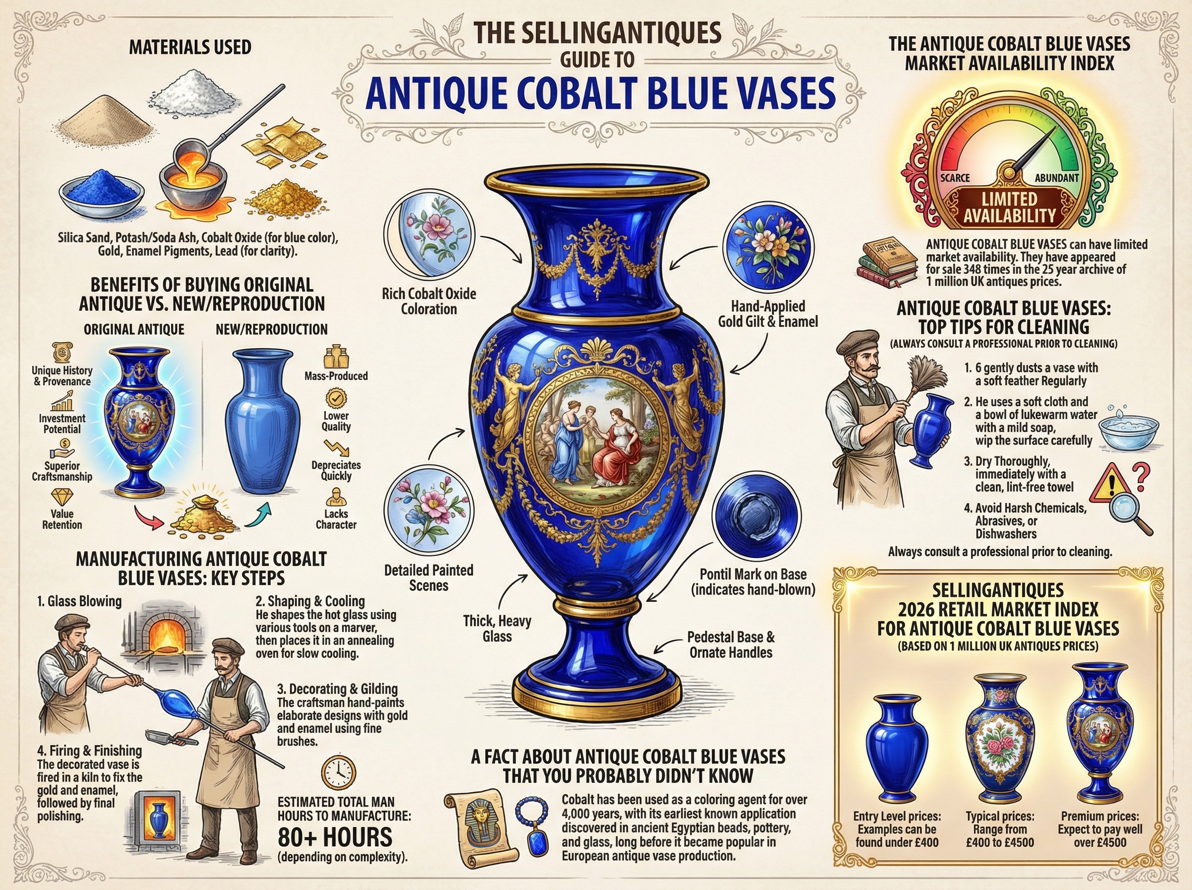 Antique Cobalt Blue Vases Guide Infographic