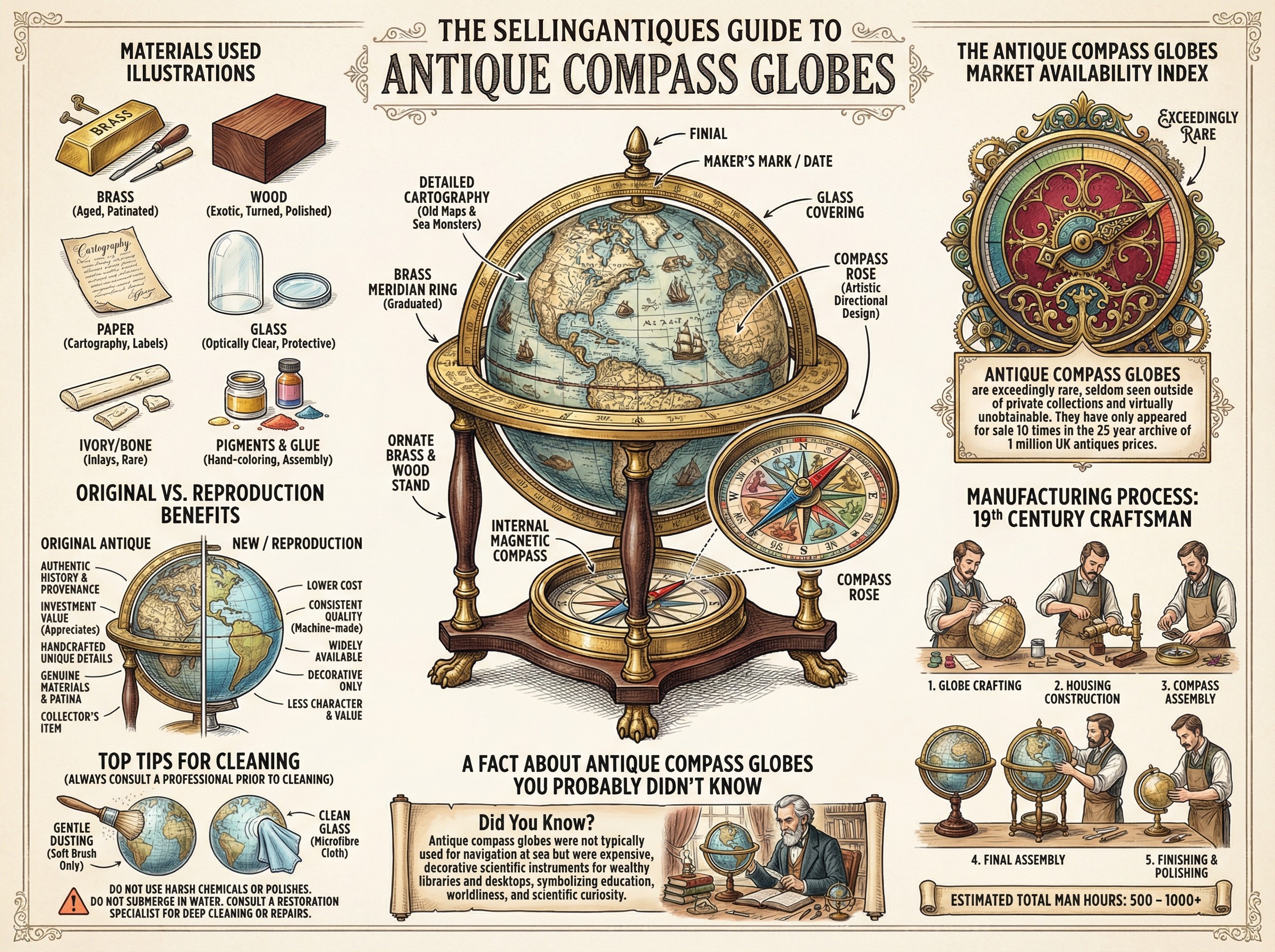 Antique Compass Globes Guide Infographic