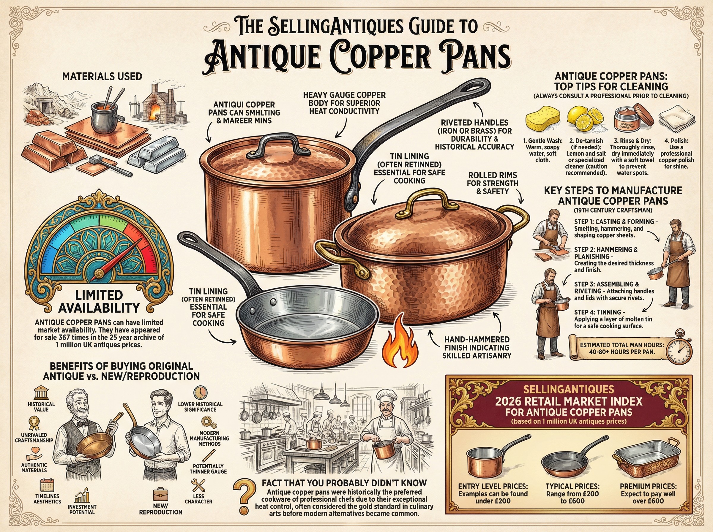 Antique Copper Pans Guide Infographic