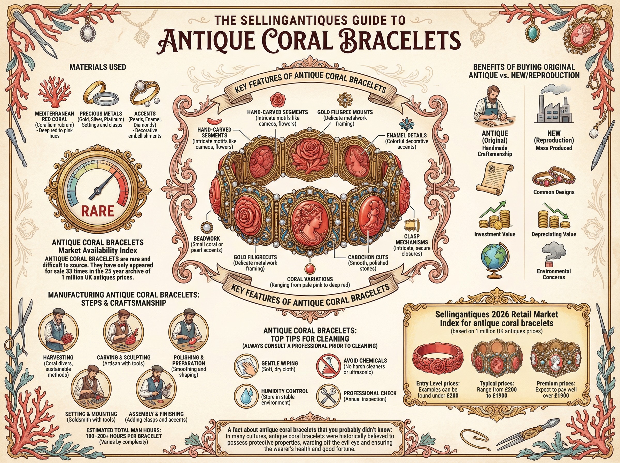 Antique Coral Bracelets Guide Infographic