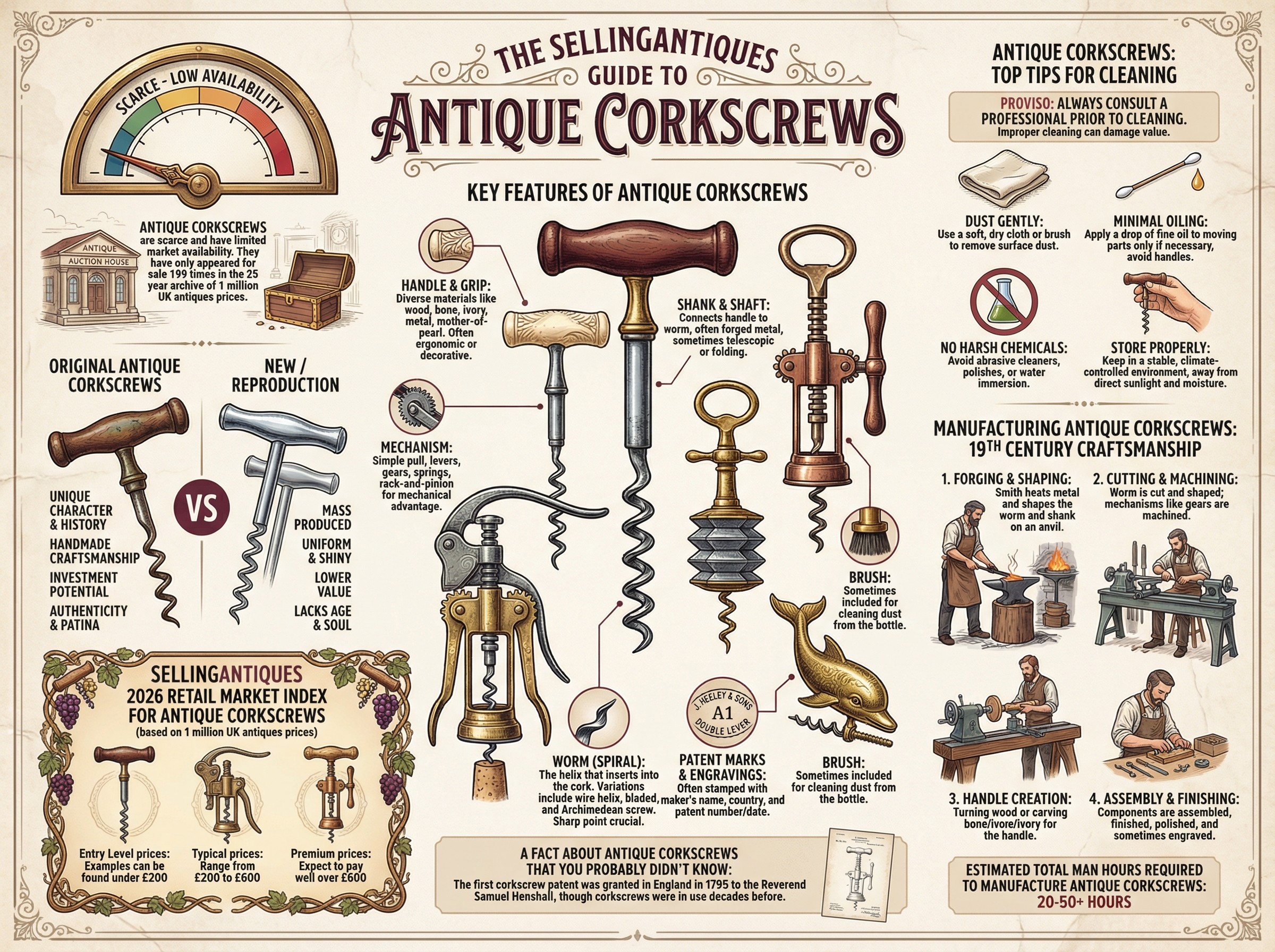 Antique Corkscrews Guide Infographic