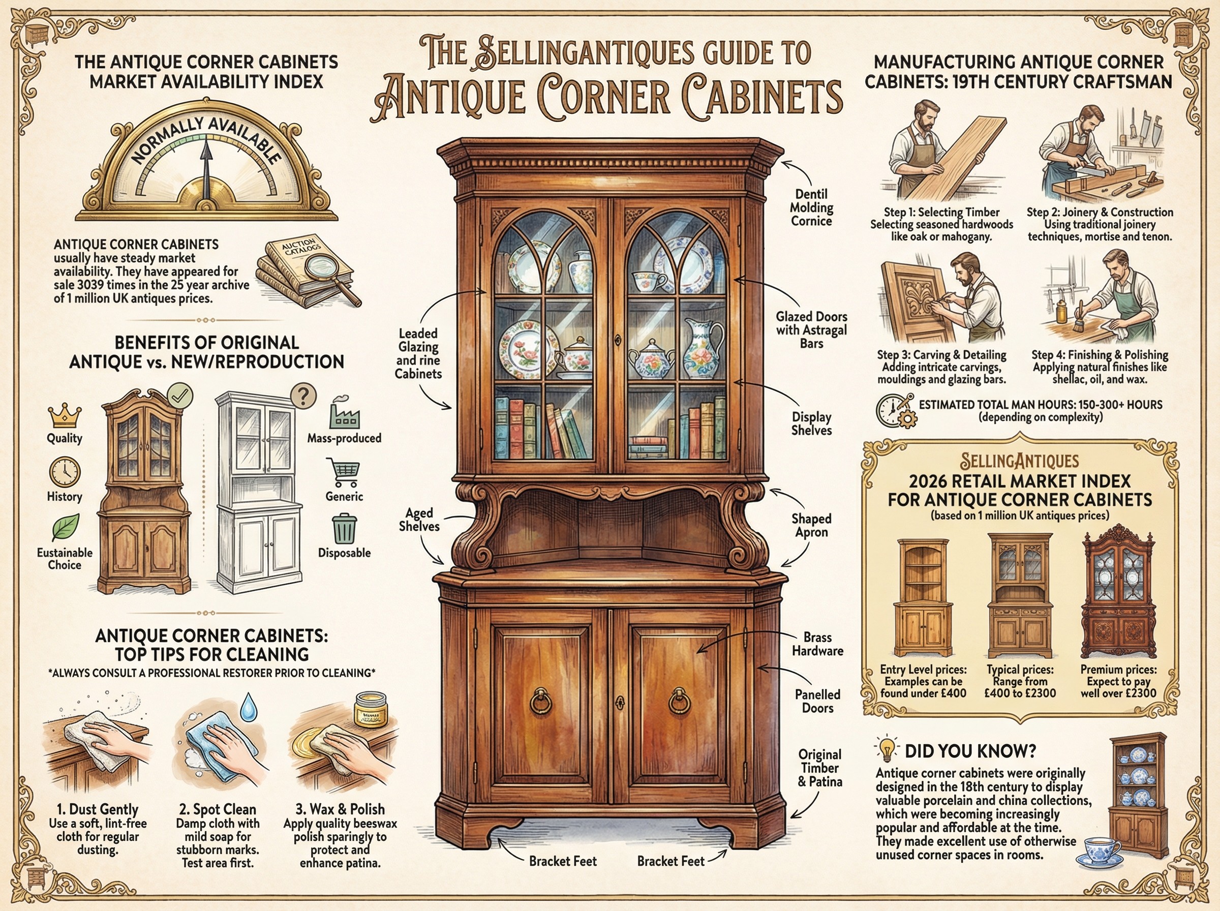 Antique Corner Cabinets Guide Infographic