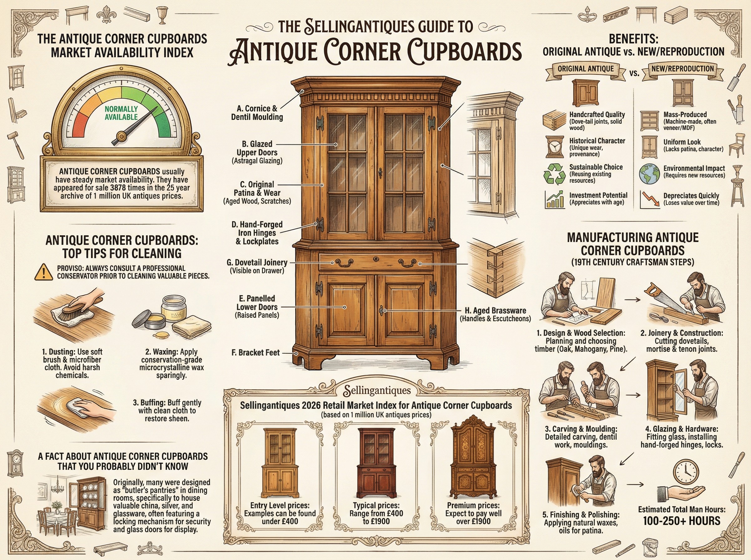 Antique Corner Cupboards Guide Infographic