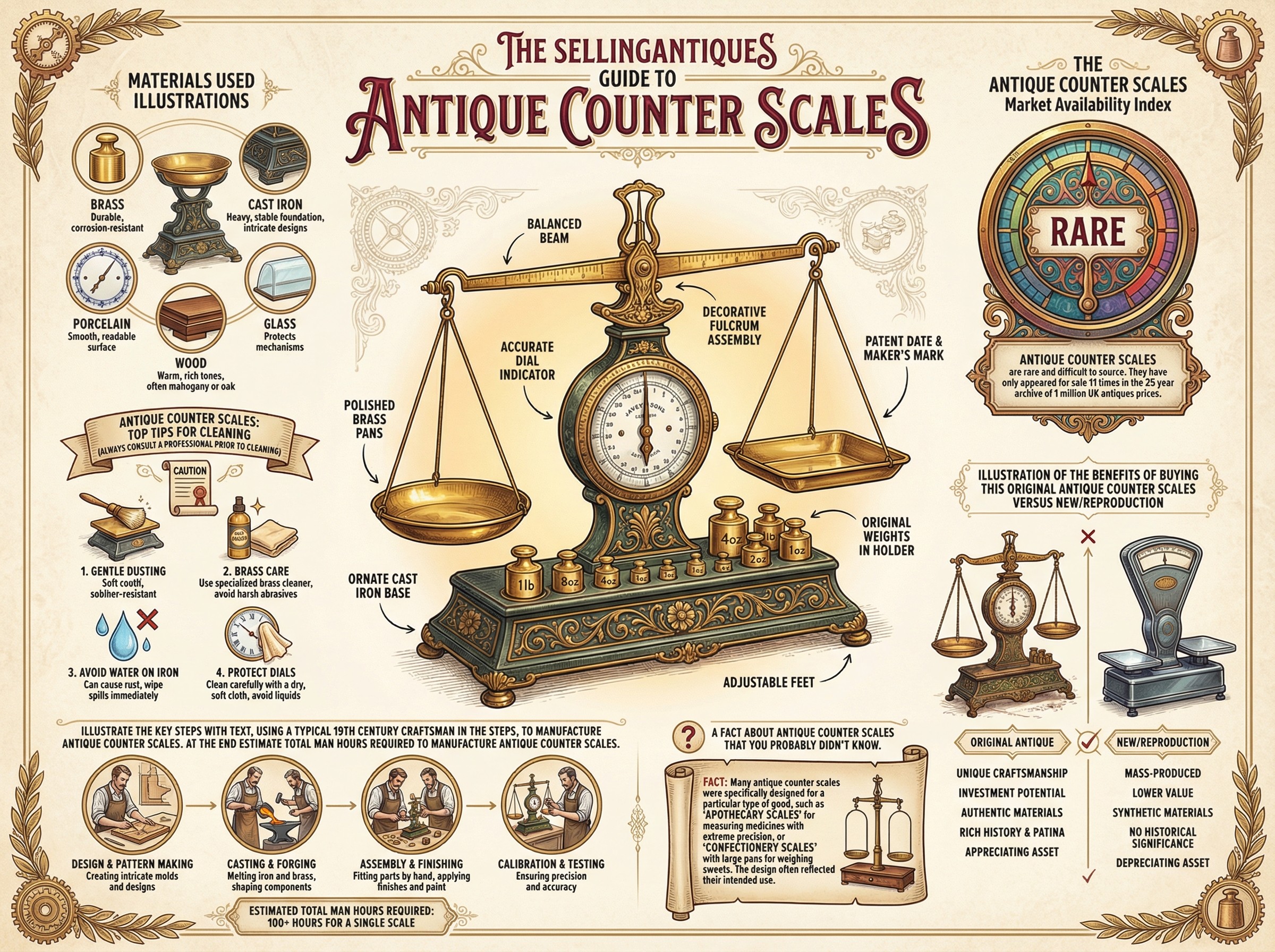 Antique Counter Scales Guide Infographic