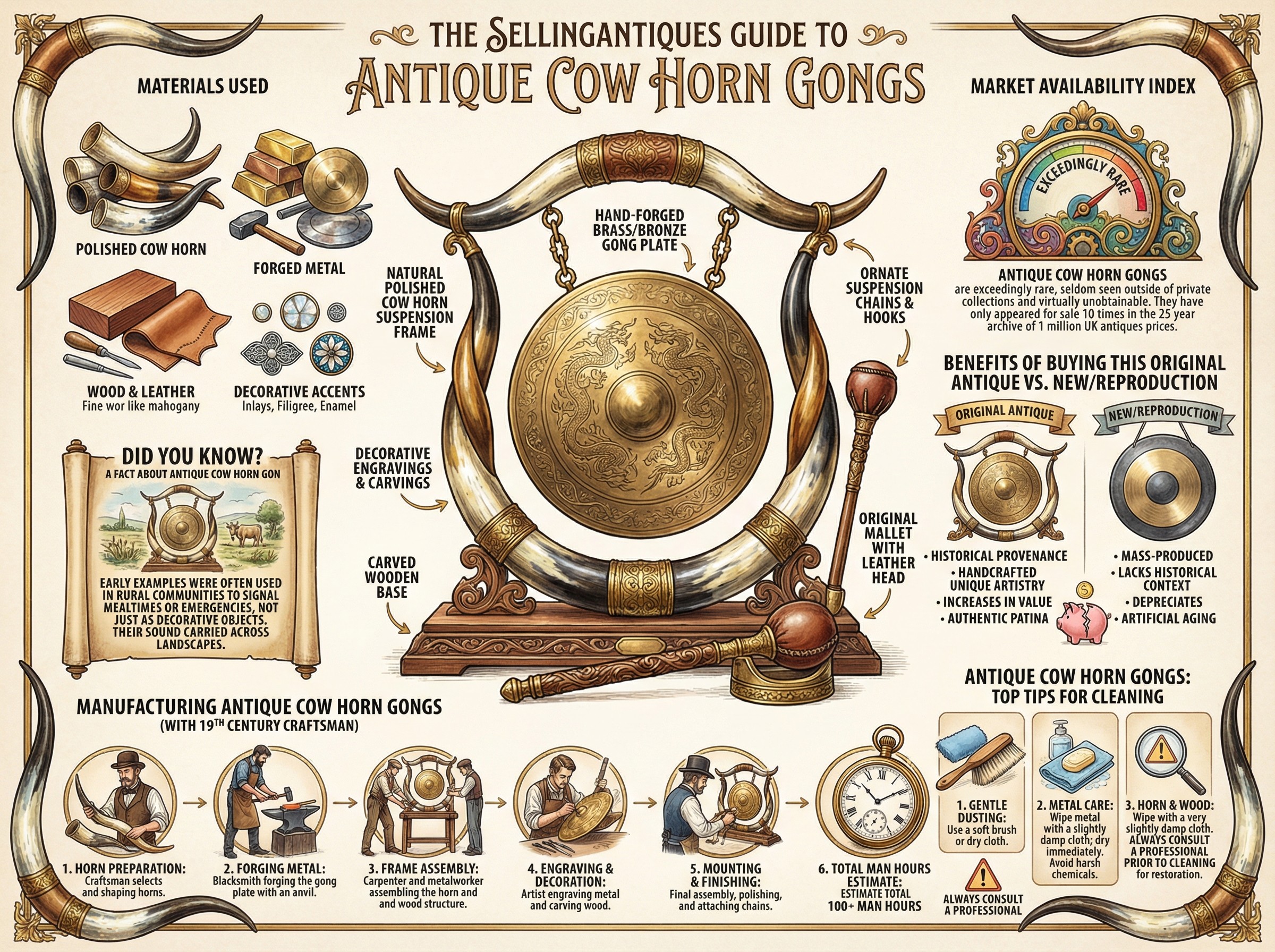 Antique Cow Horn Gongs Guide Infographic