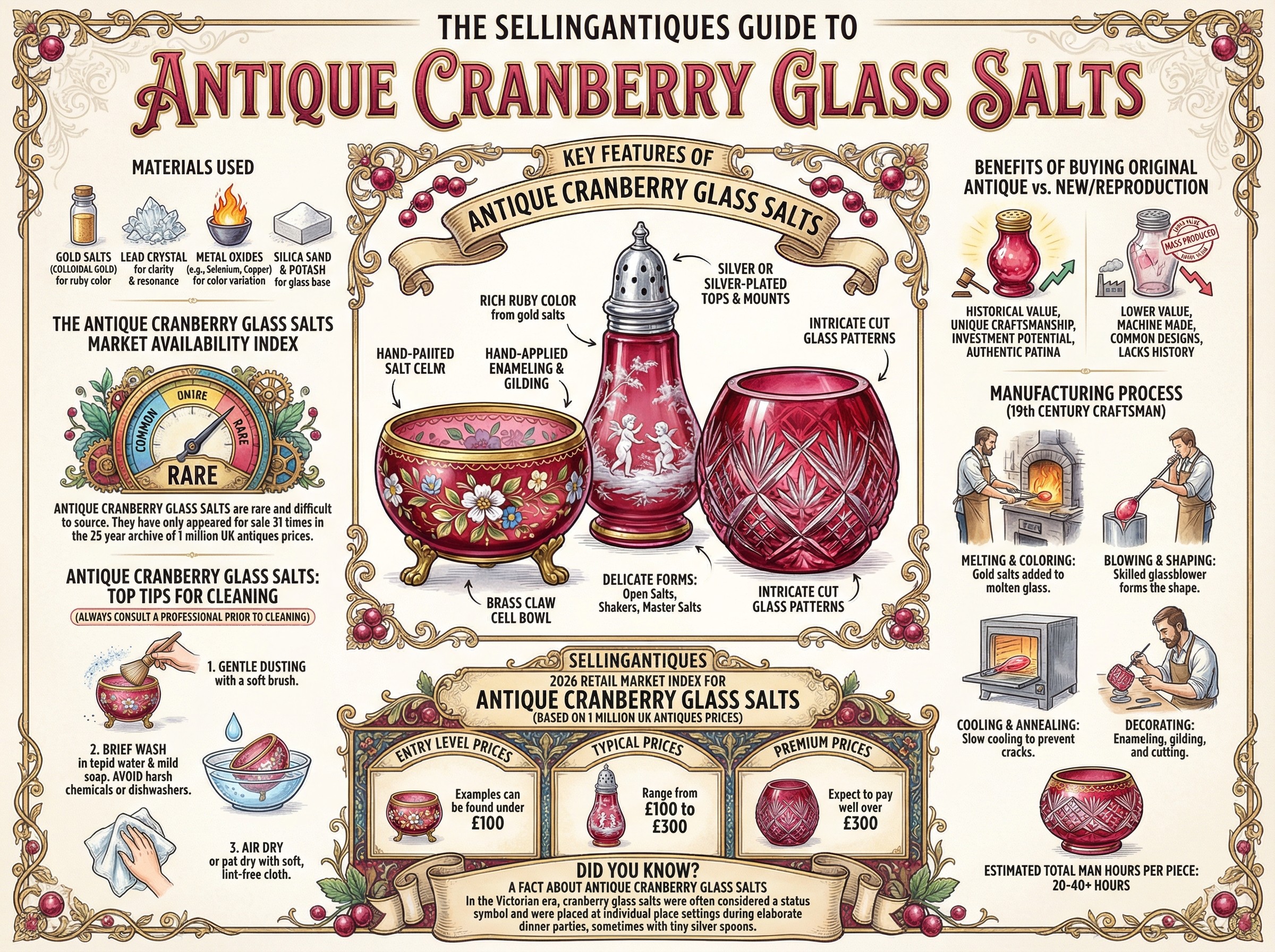 Antique Cranberry Glass Salts Guide Infographic