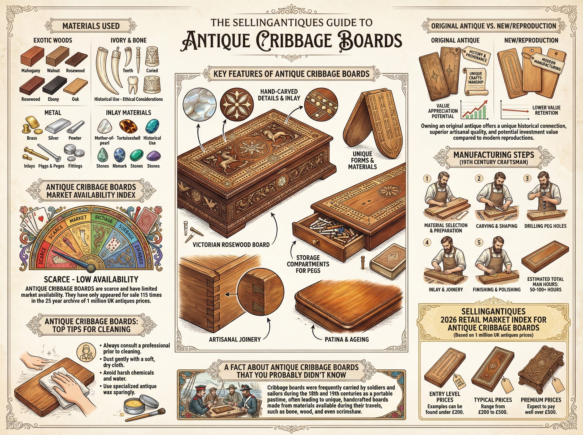 Antique Cribbage Boards Guide Infographic