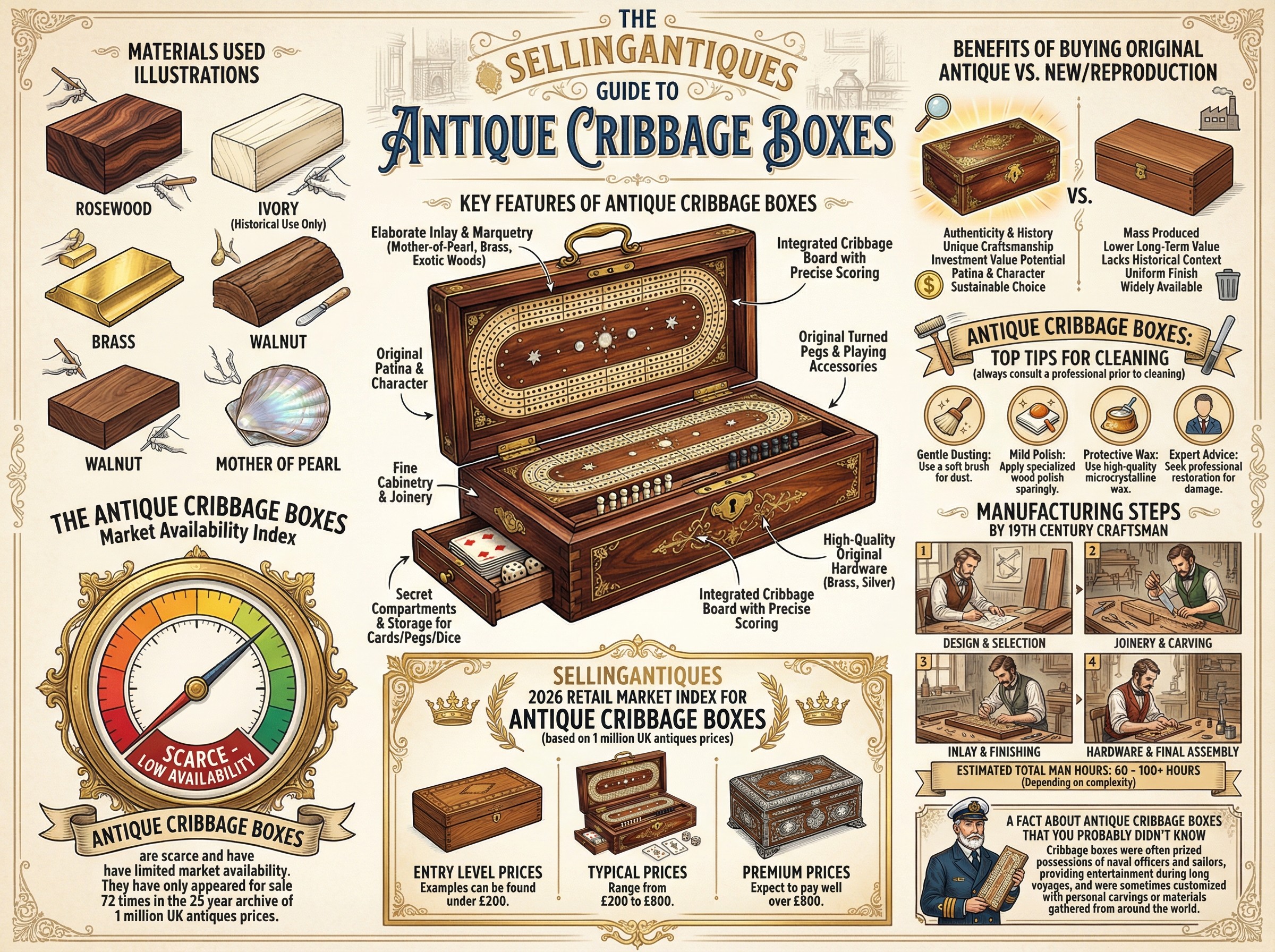 Antique Cribbage Boxes Guide Infographic