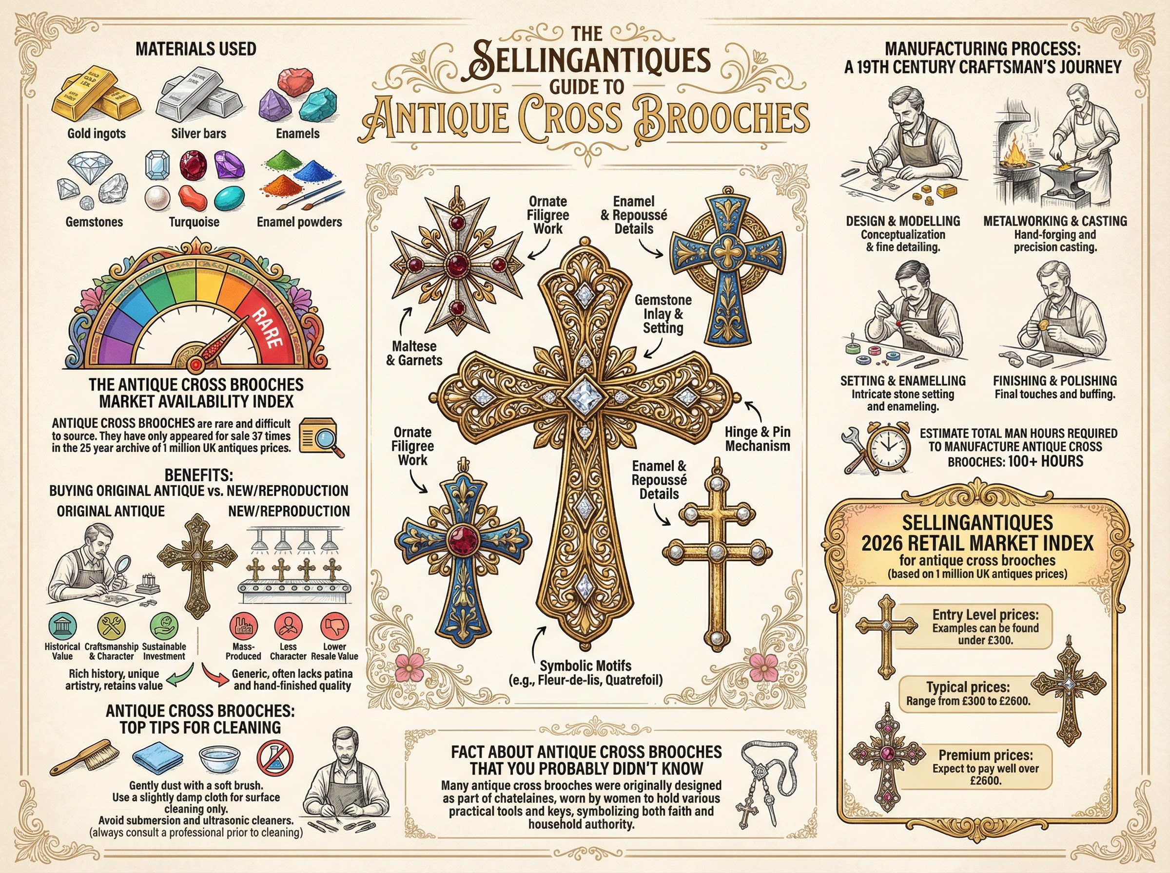 Antique Cross Brooches Guide Infographic