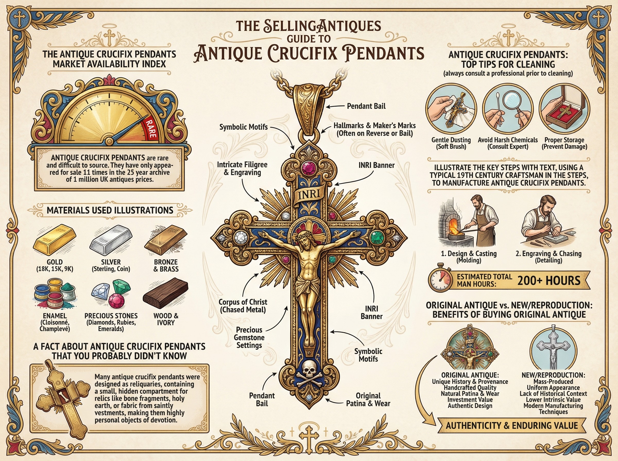 Antique Crucifix Pendants Guide Infographic