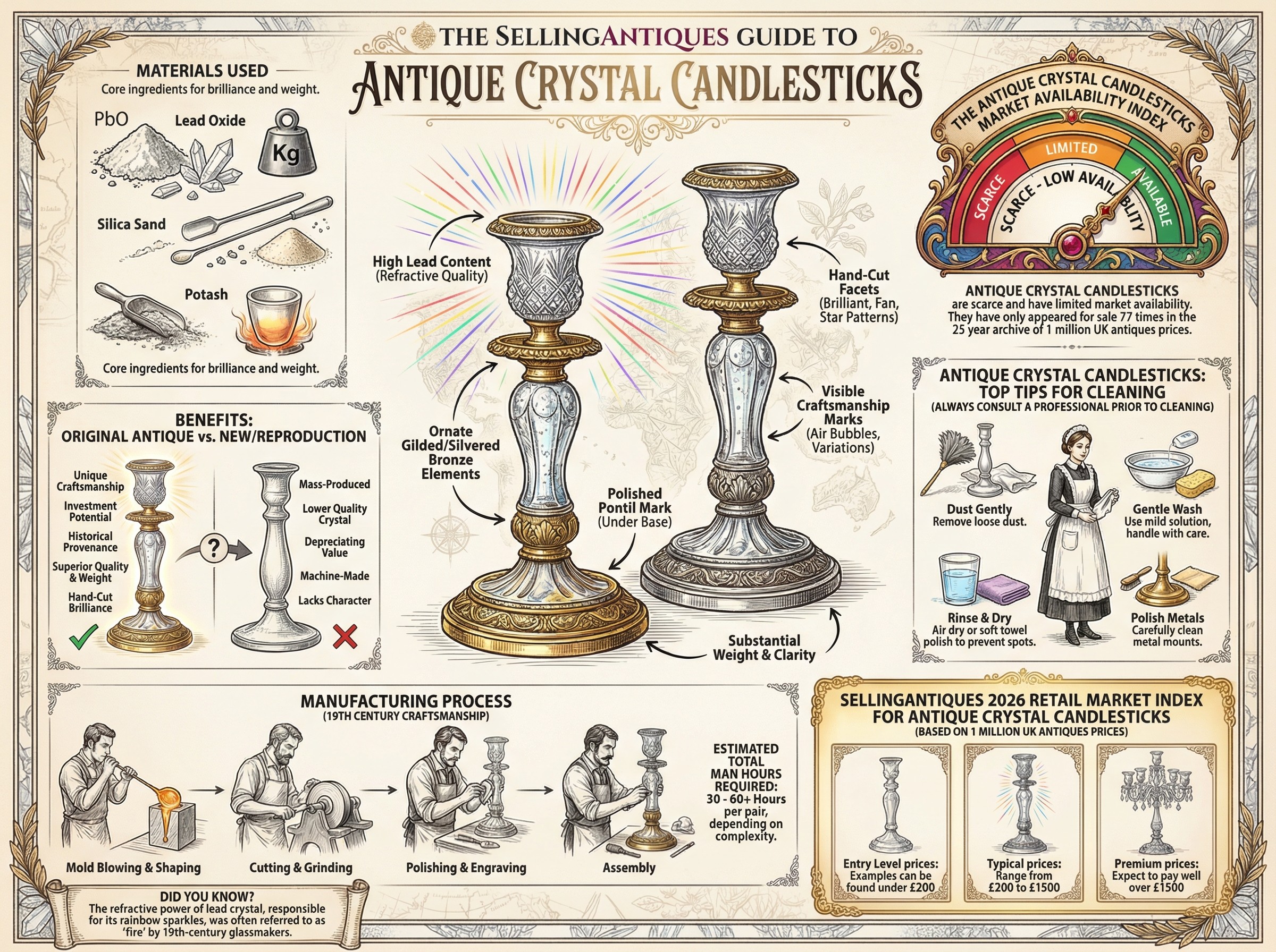 Antique Crystal Candlesticks Guide Infographic