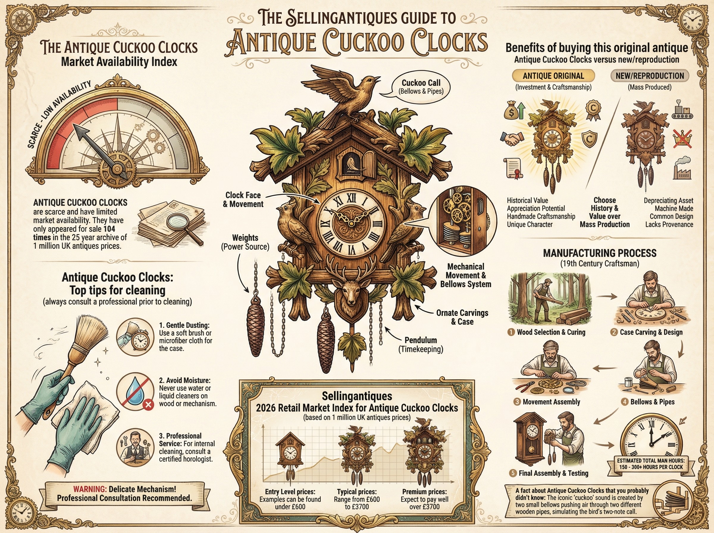 Antique Cuckoo Clocks Guide Infographic