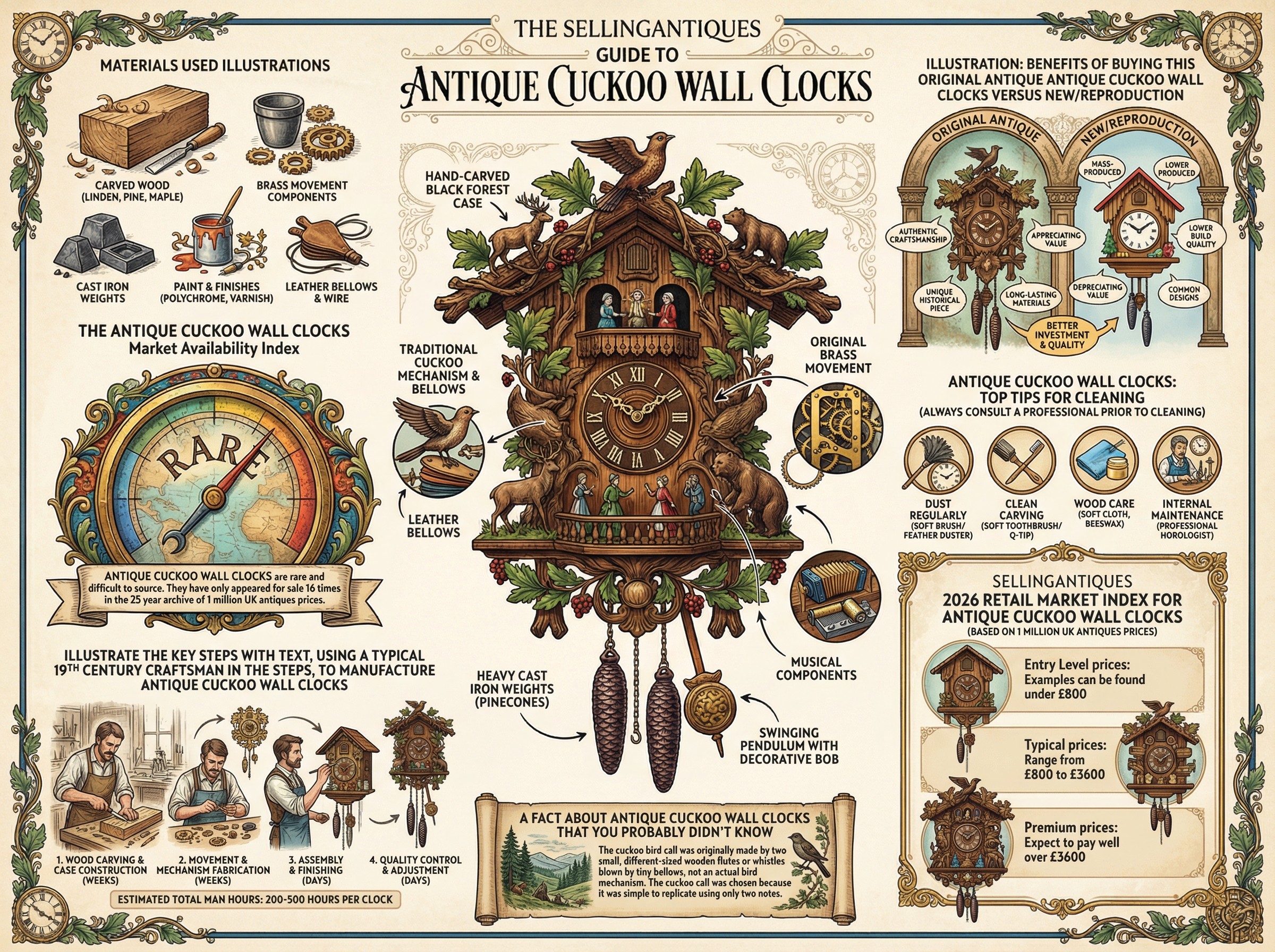 Antique Cuckoo Wall Clocks Guide Infographic
