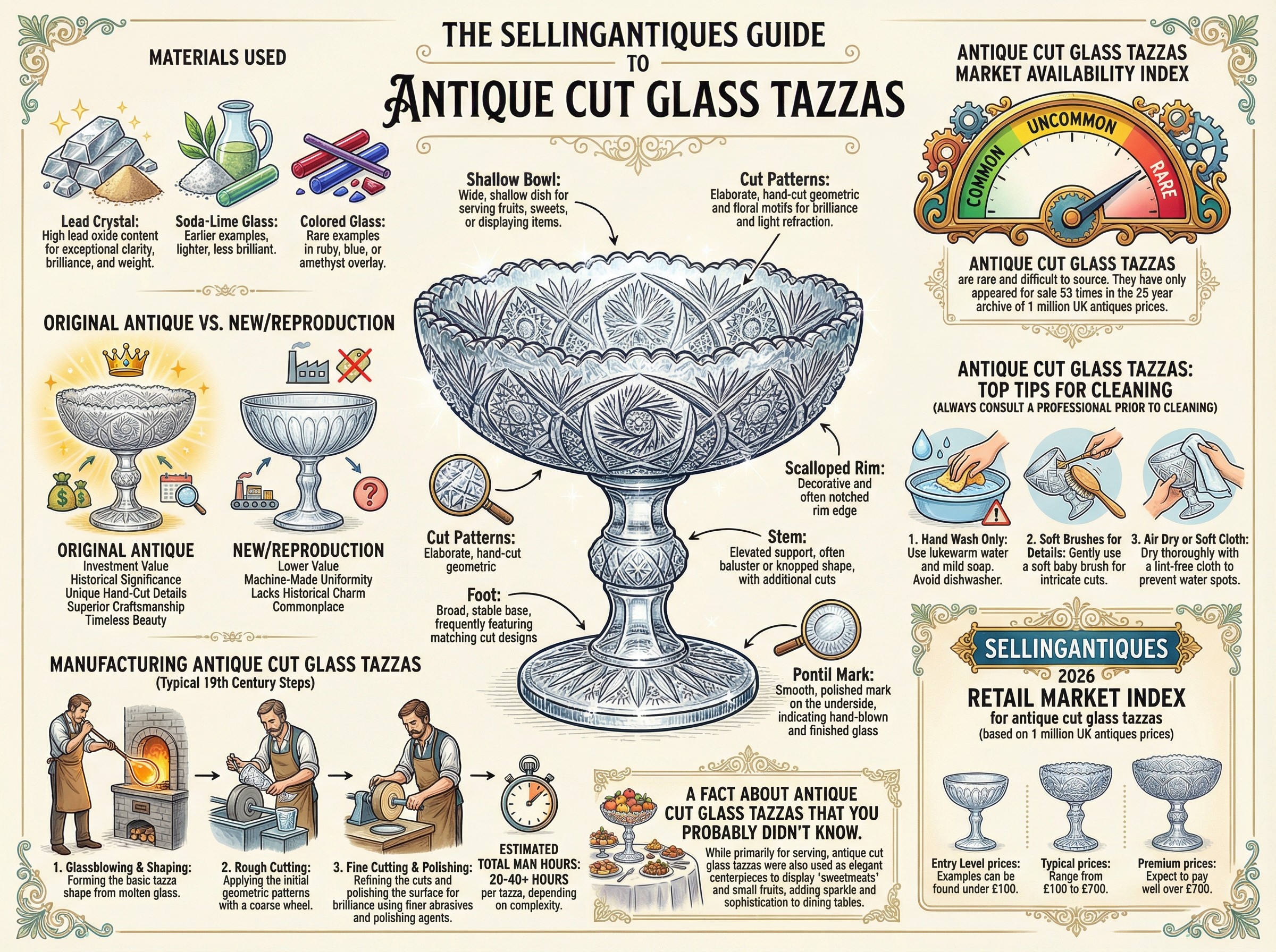 Antique Cut Glass Tazzas Guide Infographic