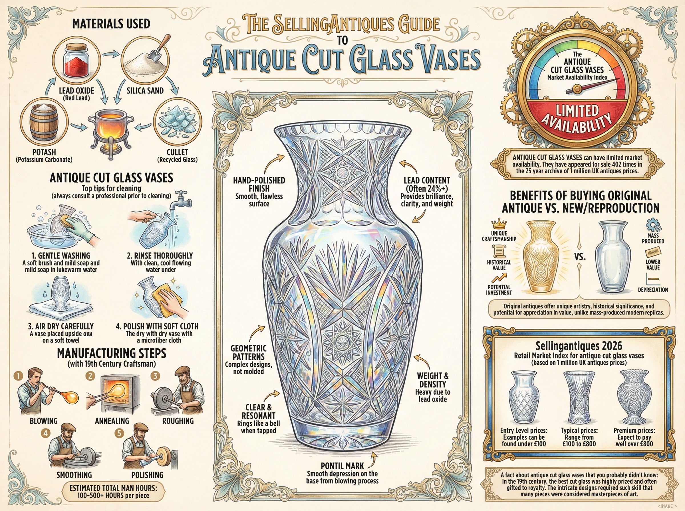 Antique Cut Glass Vases Guide Infographic