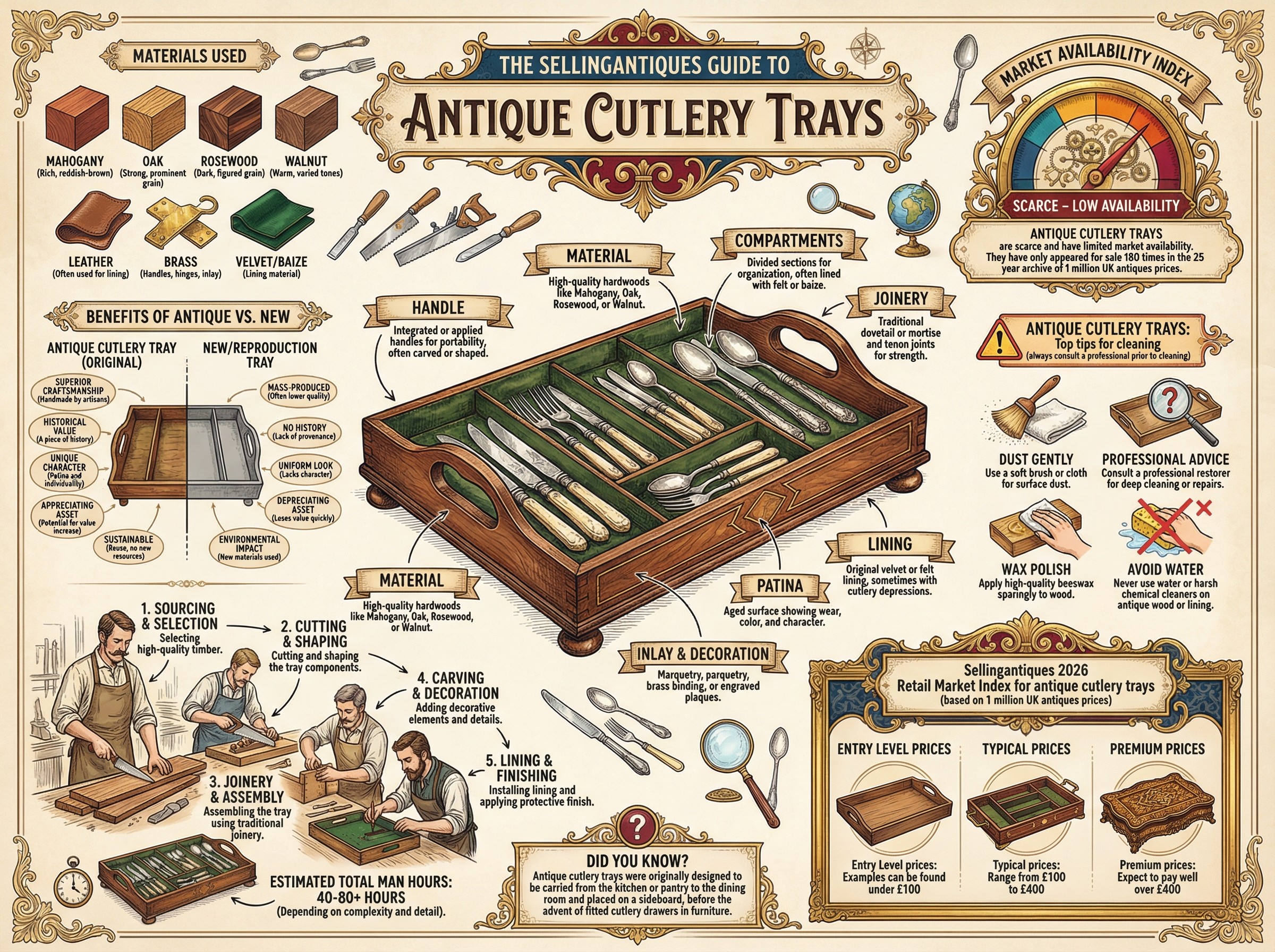Antique Cutlery Trays Guide Infographic