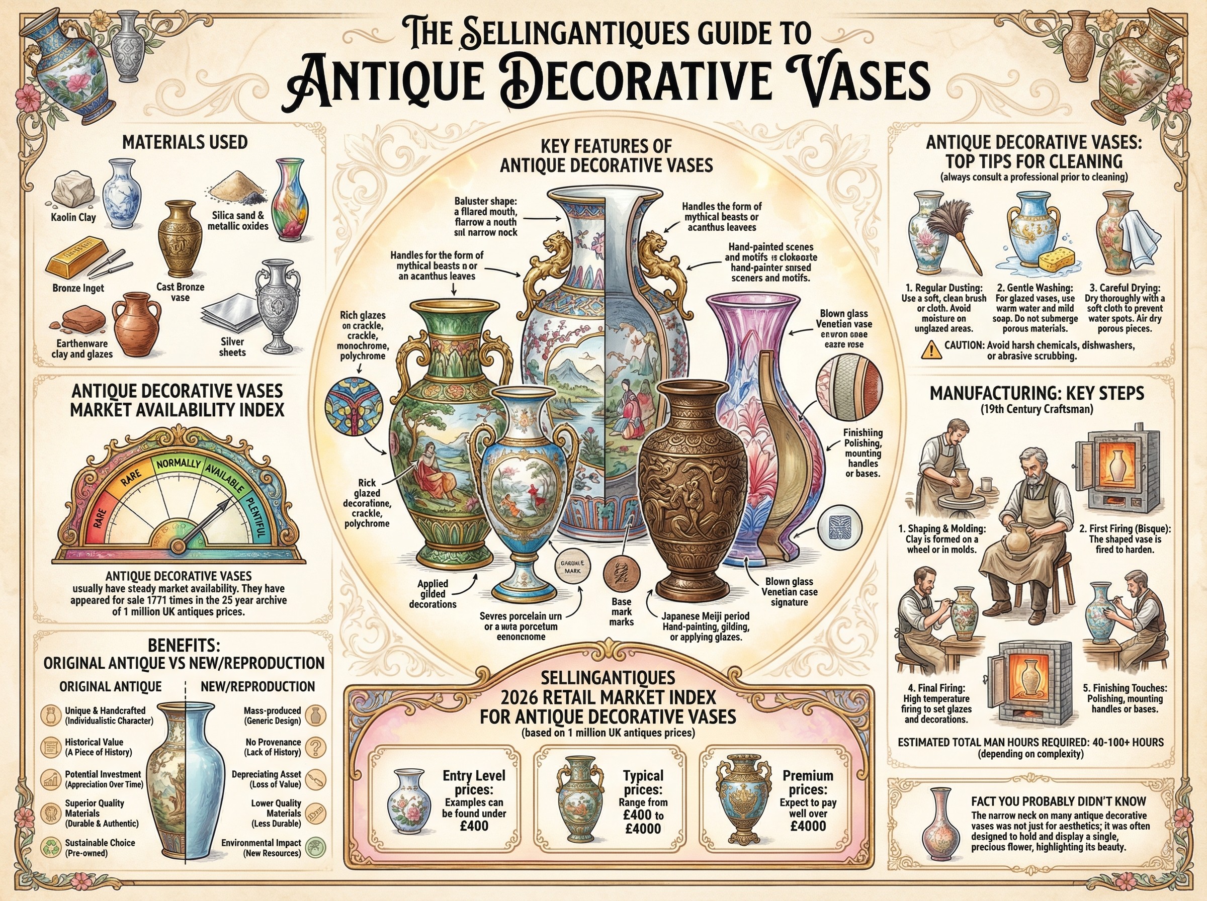 Antique Decorative Vases Guide Infographic