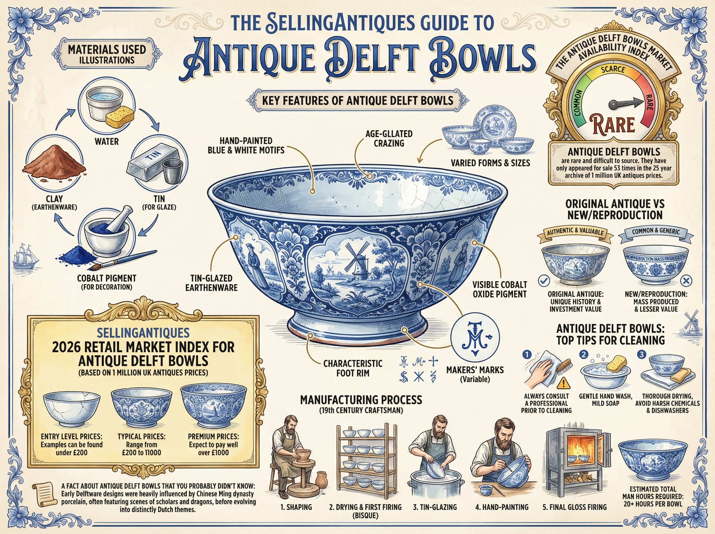Antique Delft Bowls Guide Infographic