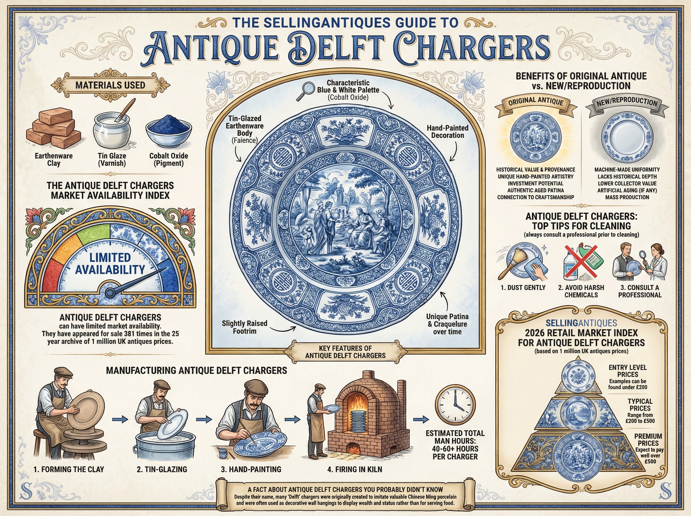 Antique Delft Chargers Guide Infographic