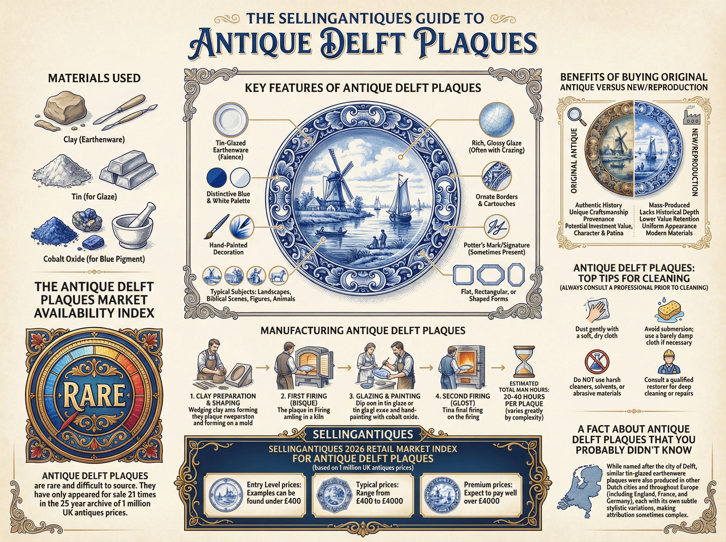 Antique Delft Plaques Guide Infographic