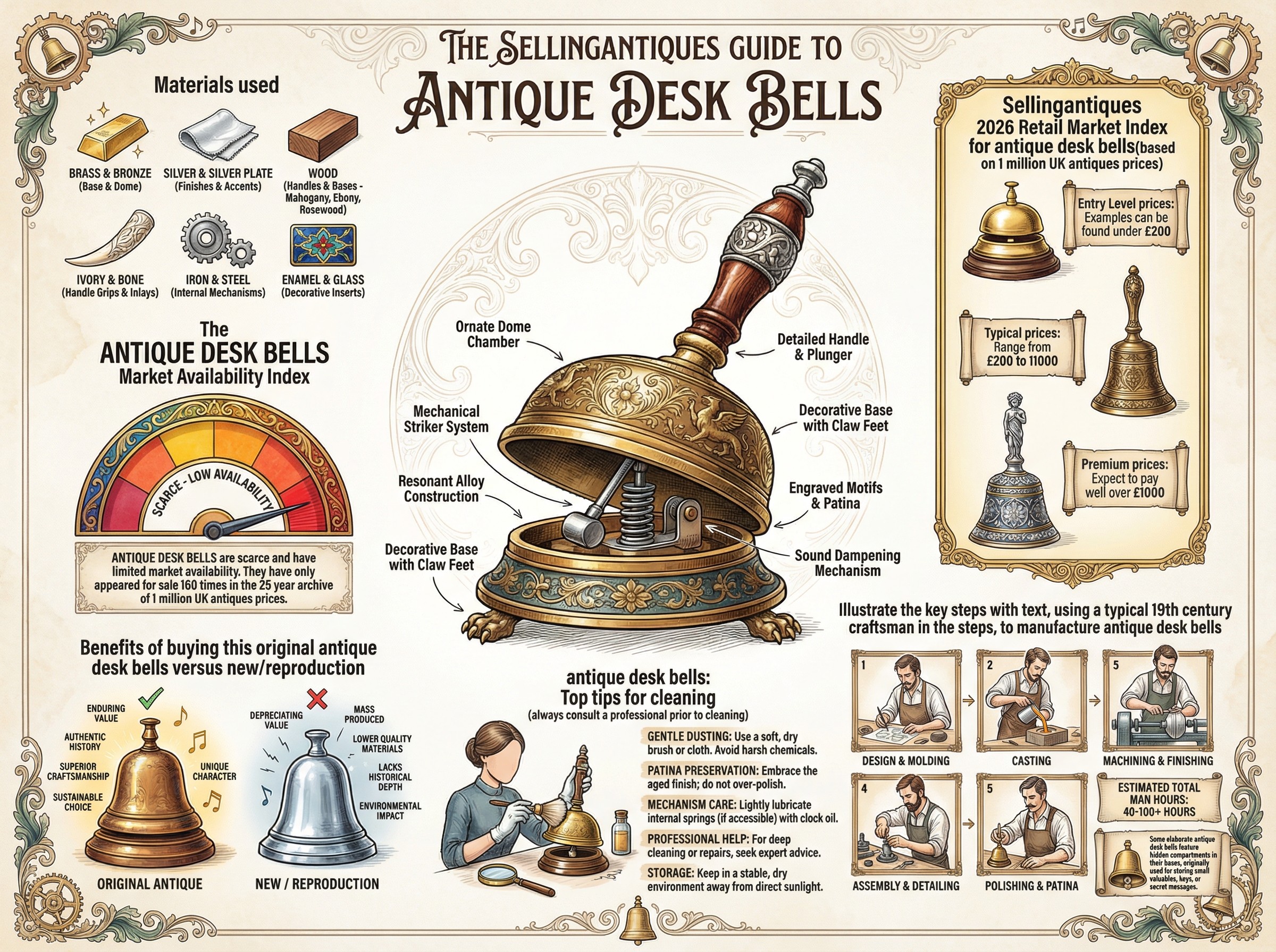 Antique Desk Bells Guide Infographic