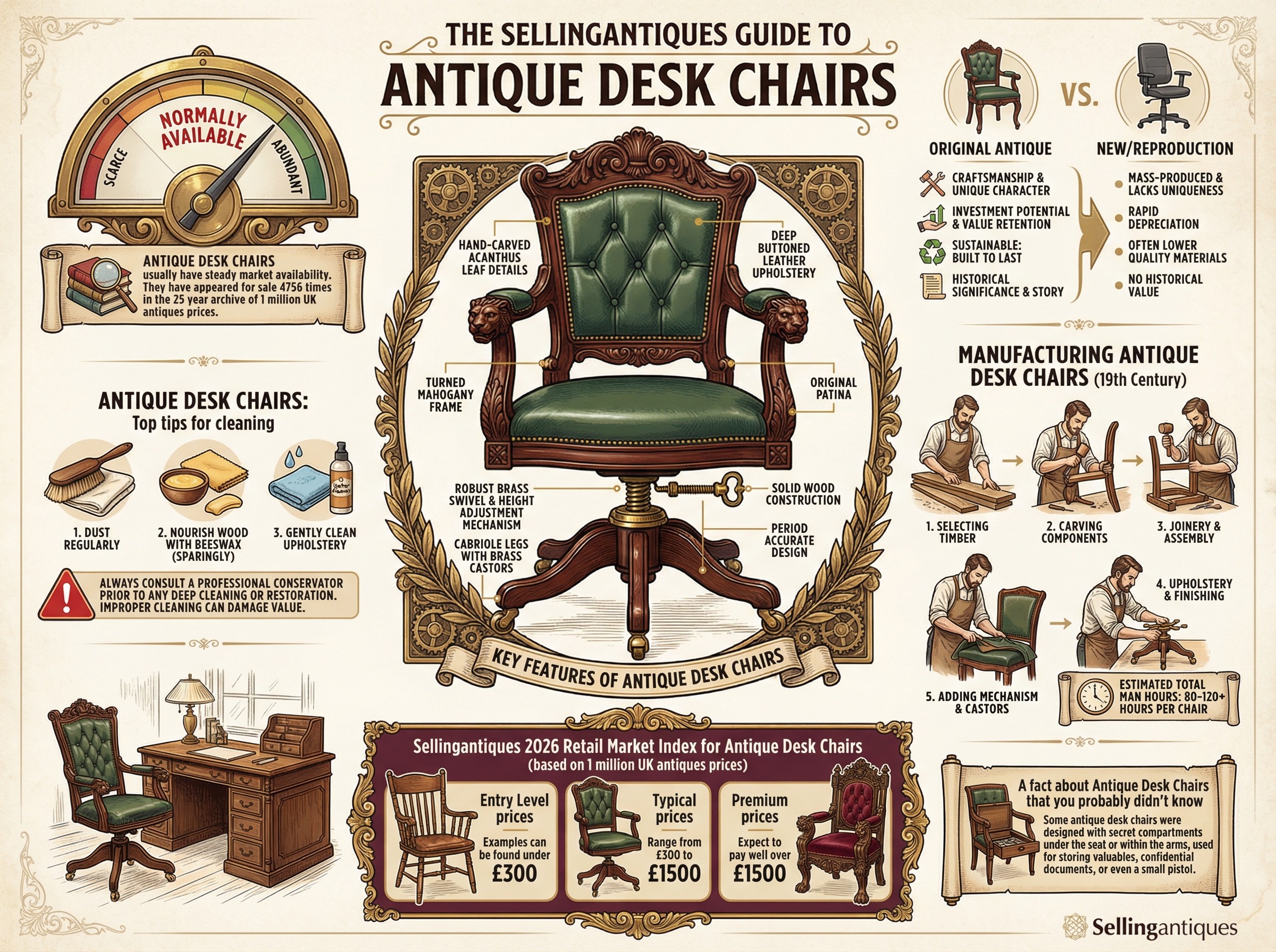 Antique Desk Chairs Guide Infographic