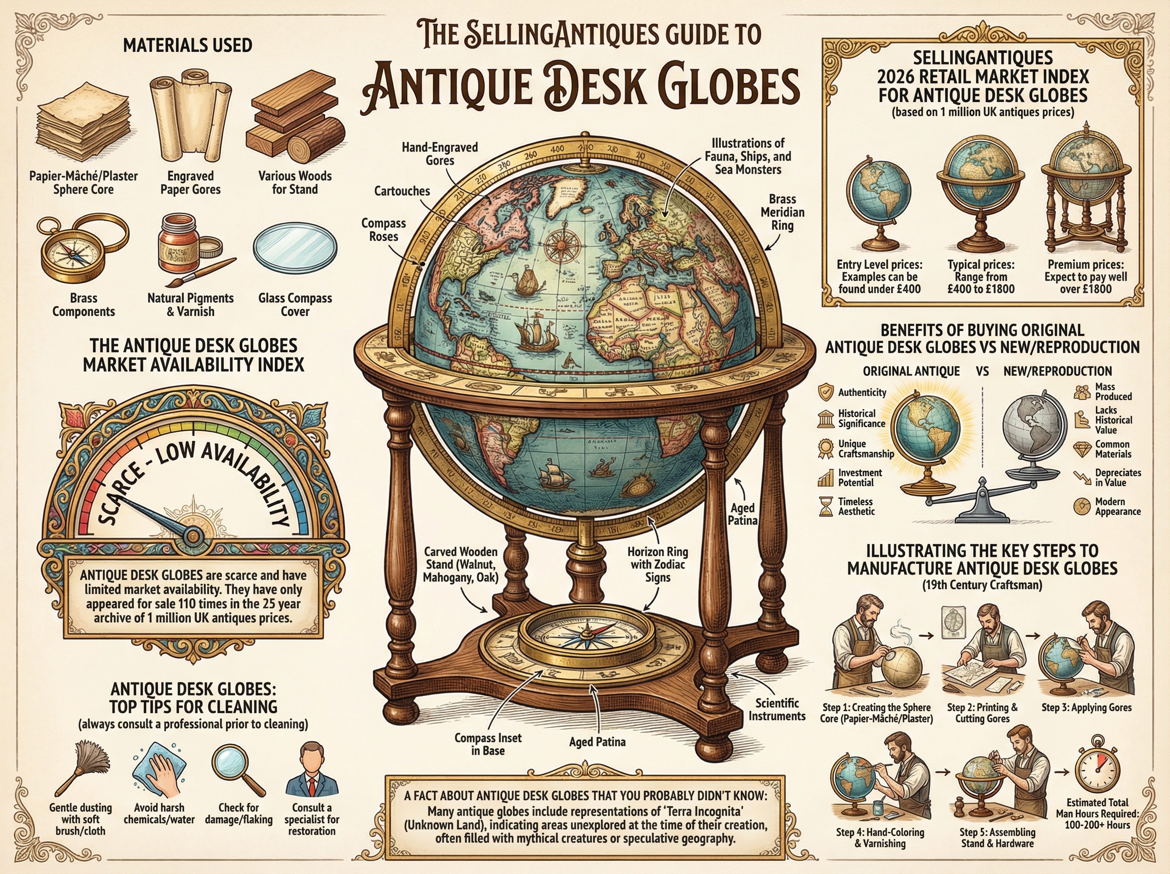Antique Desk Globes Guide Infographic
