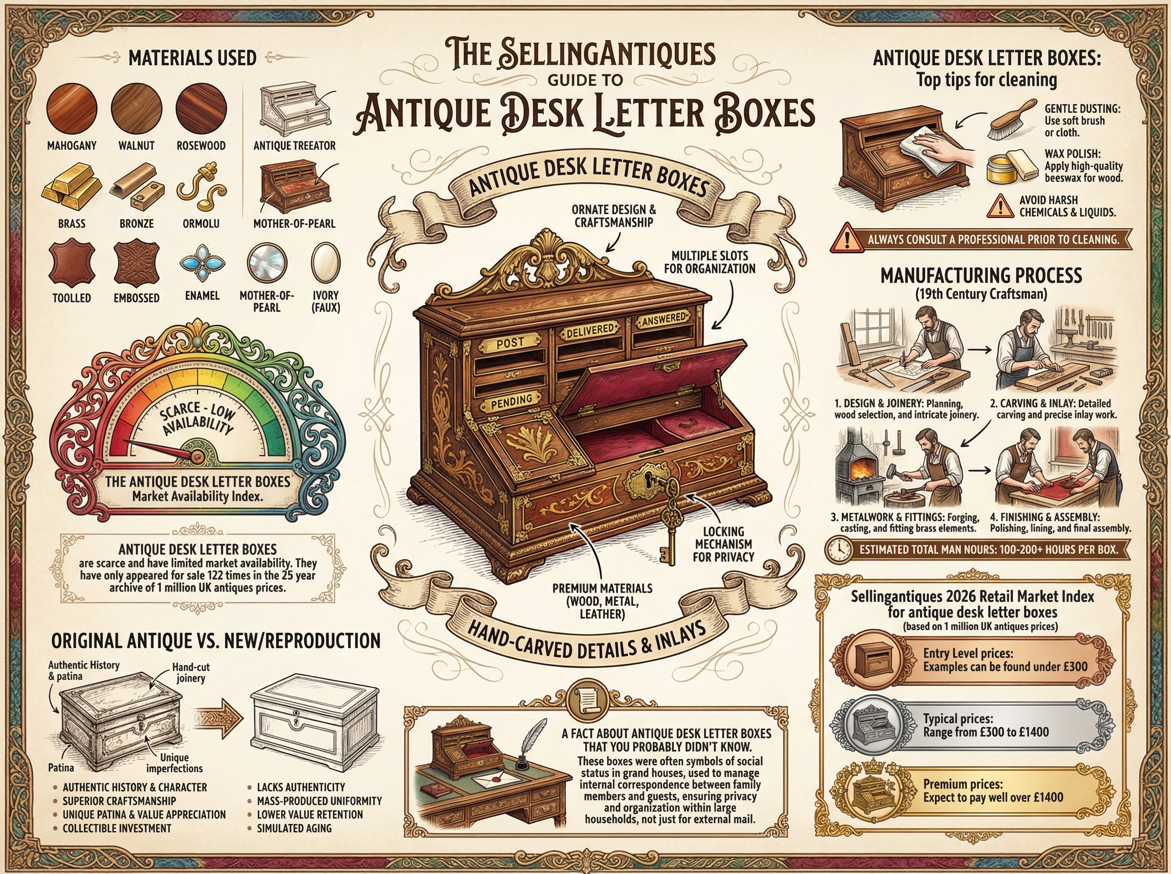 Antique Desk Letter Boxes Guide Infographic