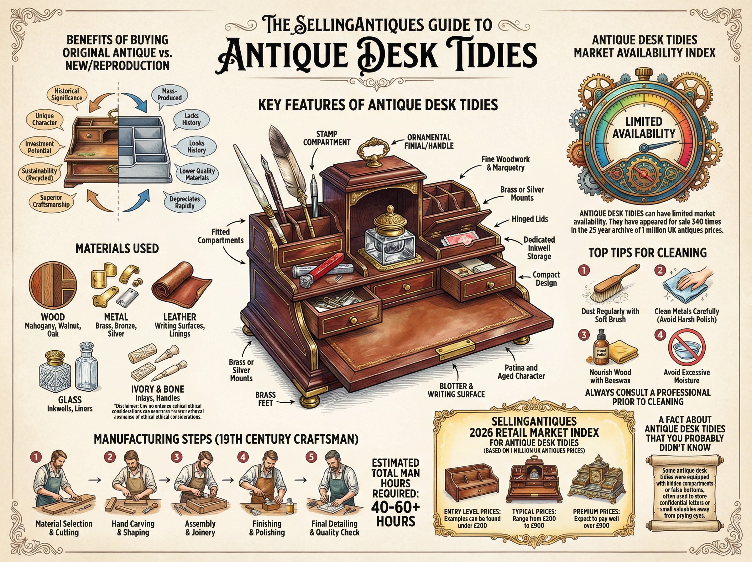 Antique Desk Tidies Guide Infographic