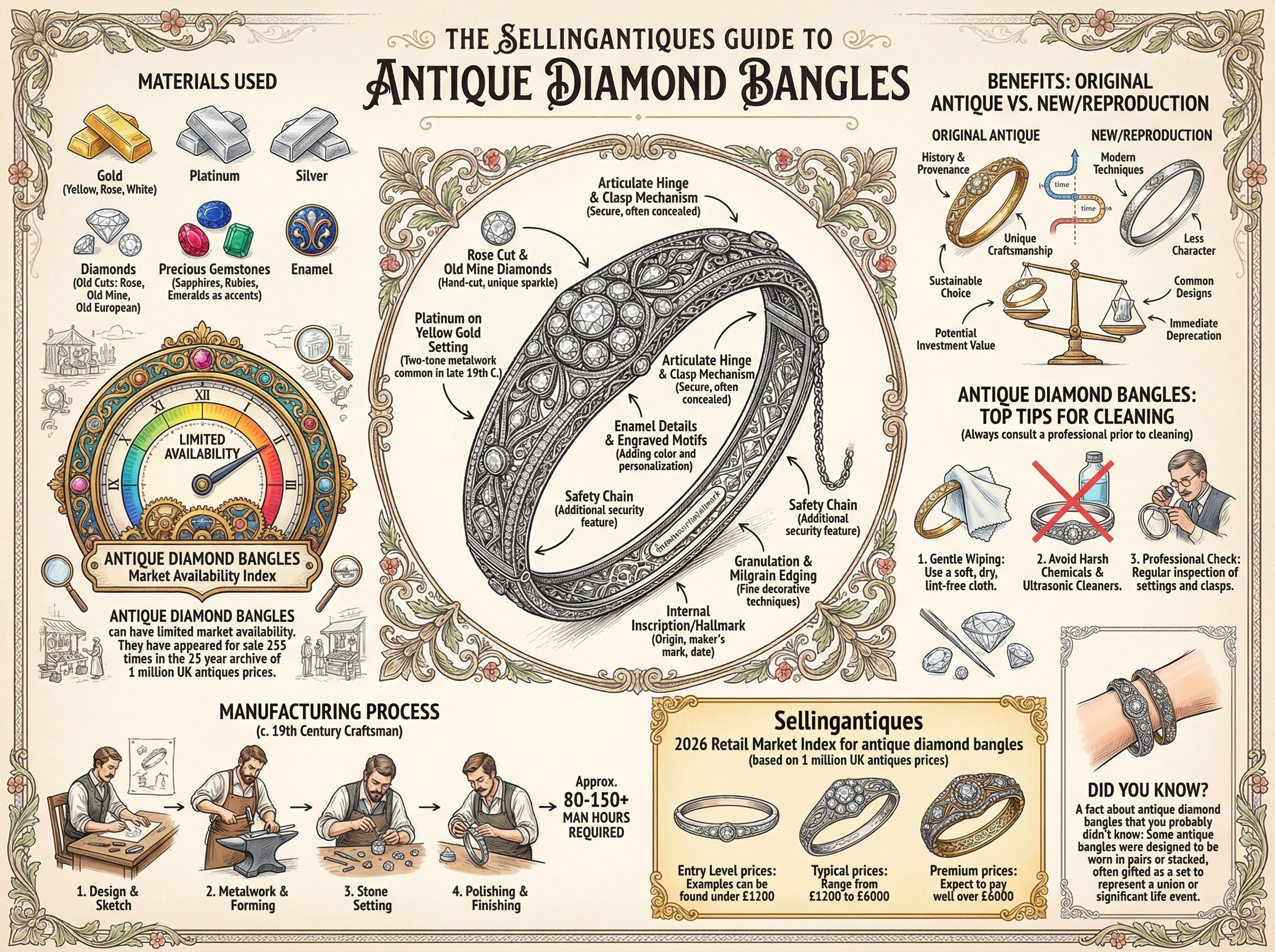 Antique Diamond Bangles Guide Infographic