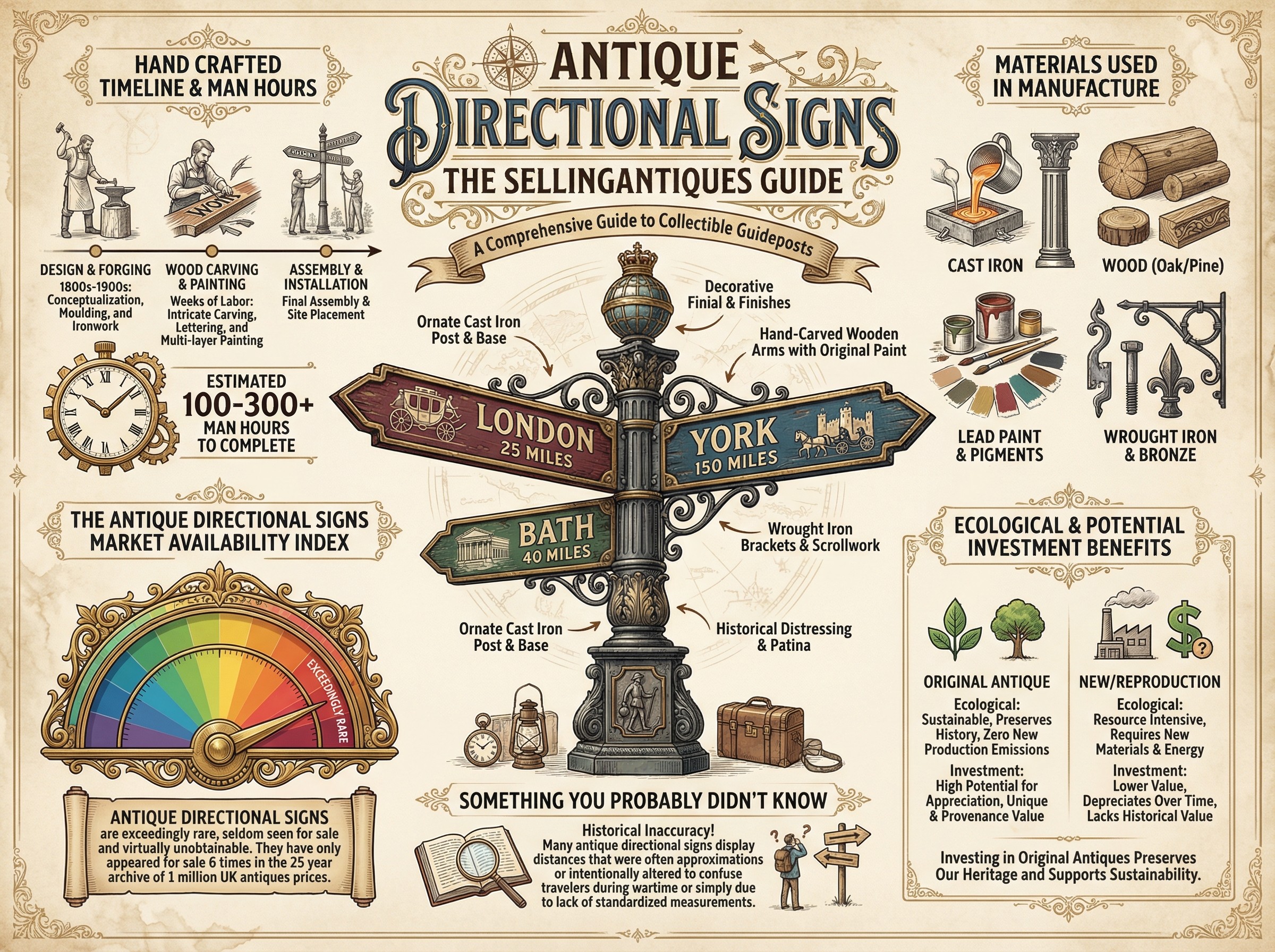 Antique Directional Signs Guide Infographic