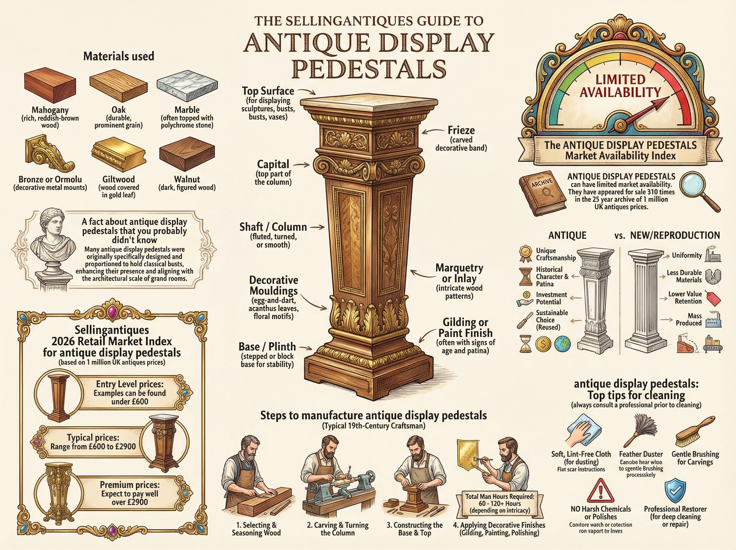 Antique Display Pedestals Guide Infographic