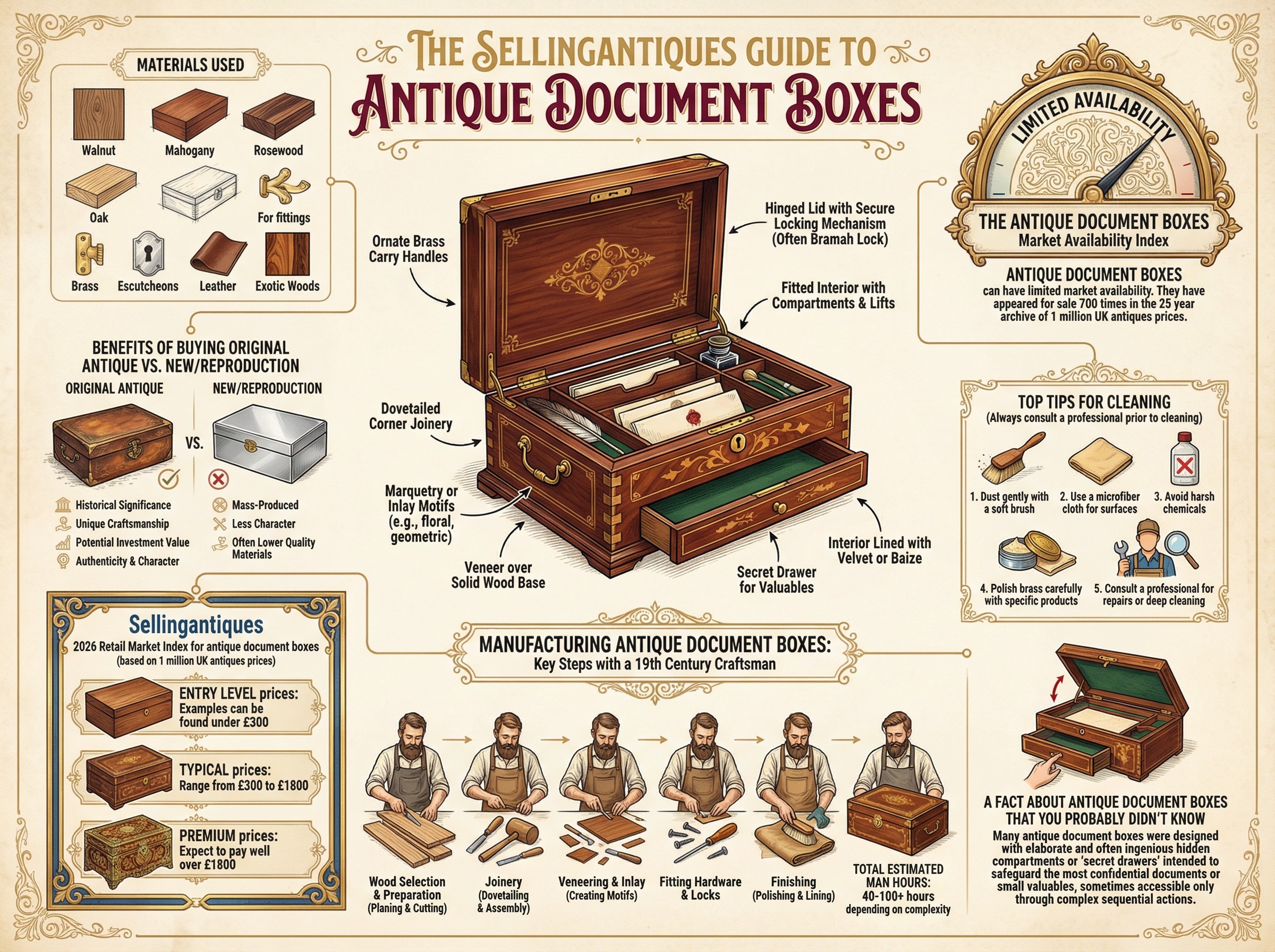 Antique Document Boxes Guide Infographic