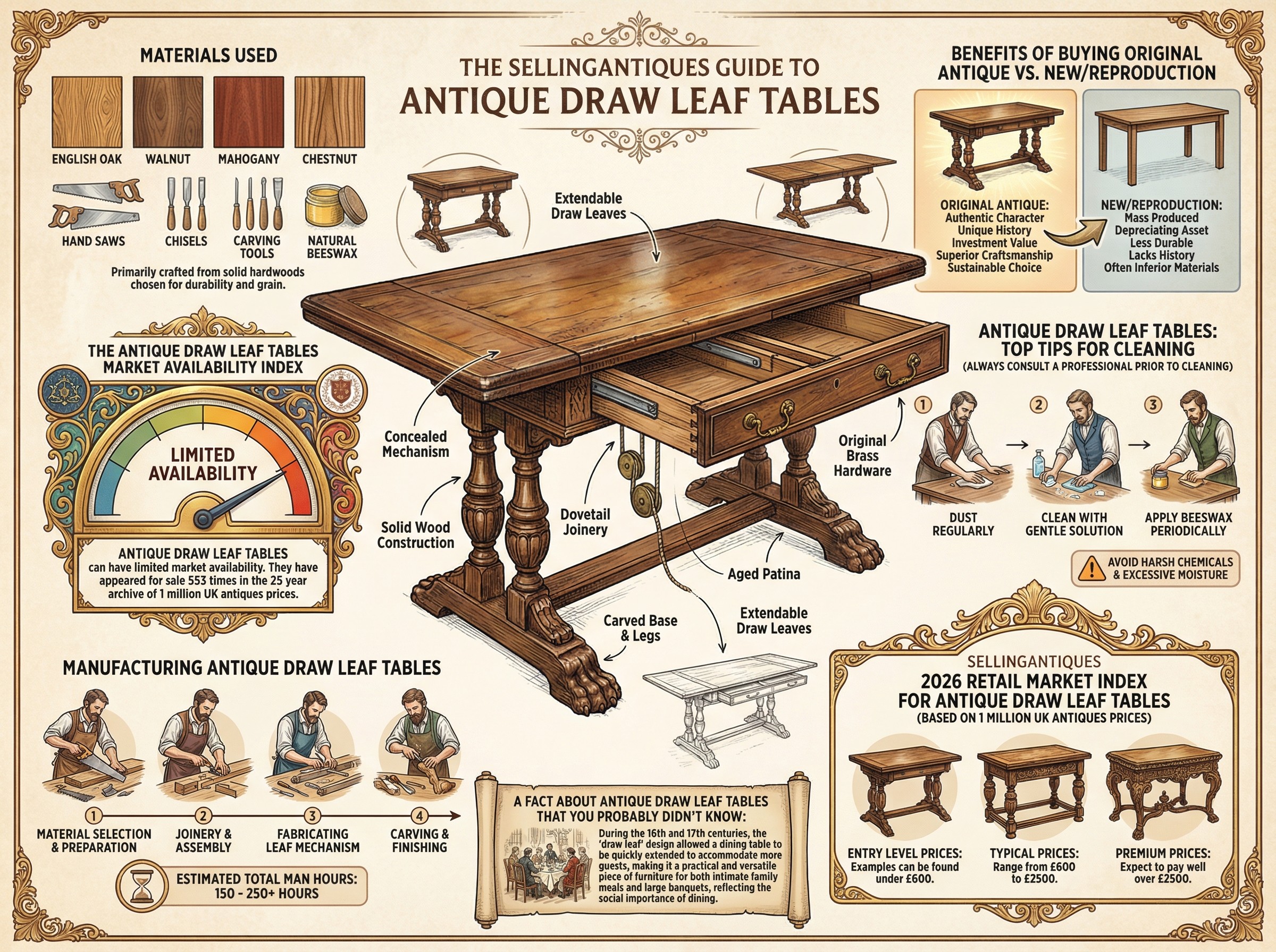Antique Draw Leaf Tables Guide Infographic