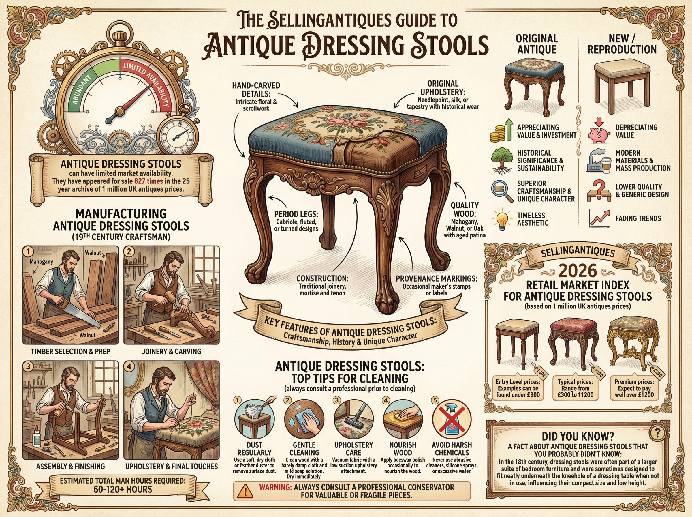 Antique Dressing Stools Guide Infographic