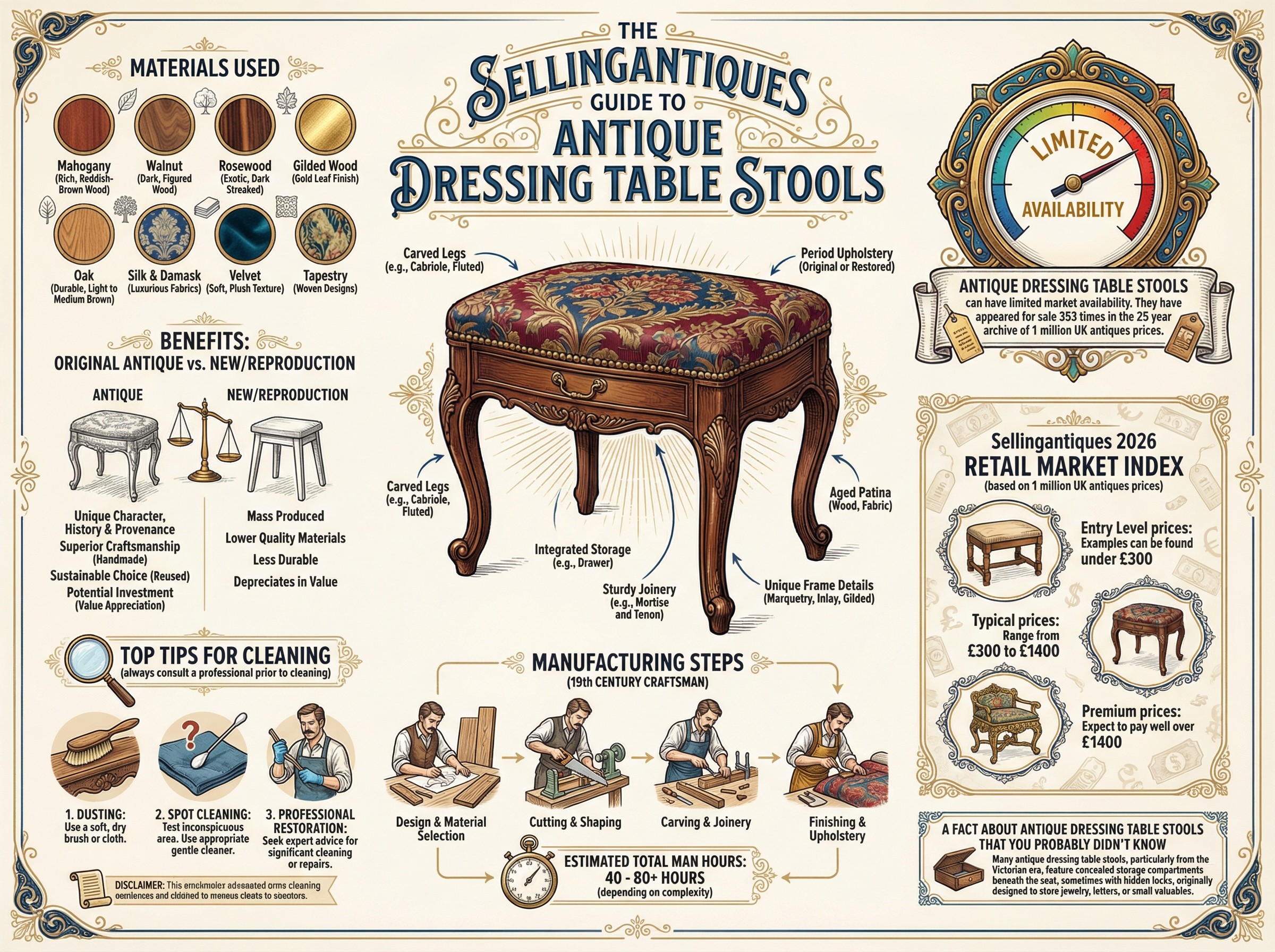Antique Dressing Table Stools Guide Infographic