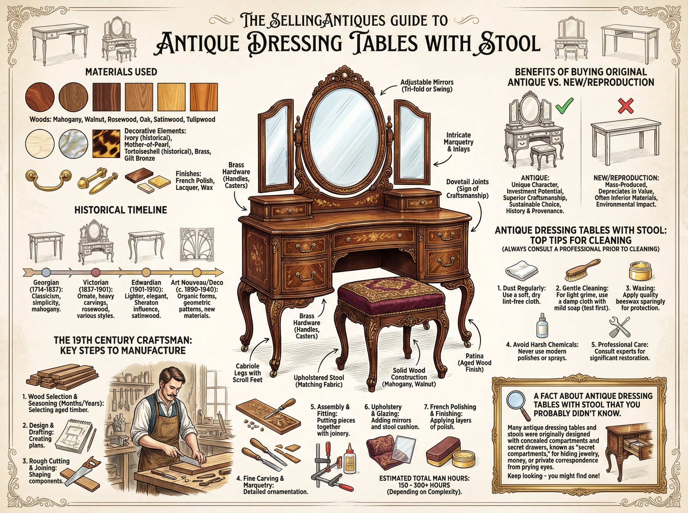 Antique Dressing Tables With Stool Guide Infographic