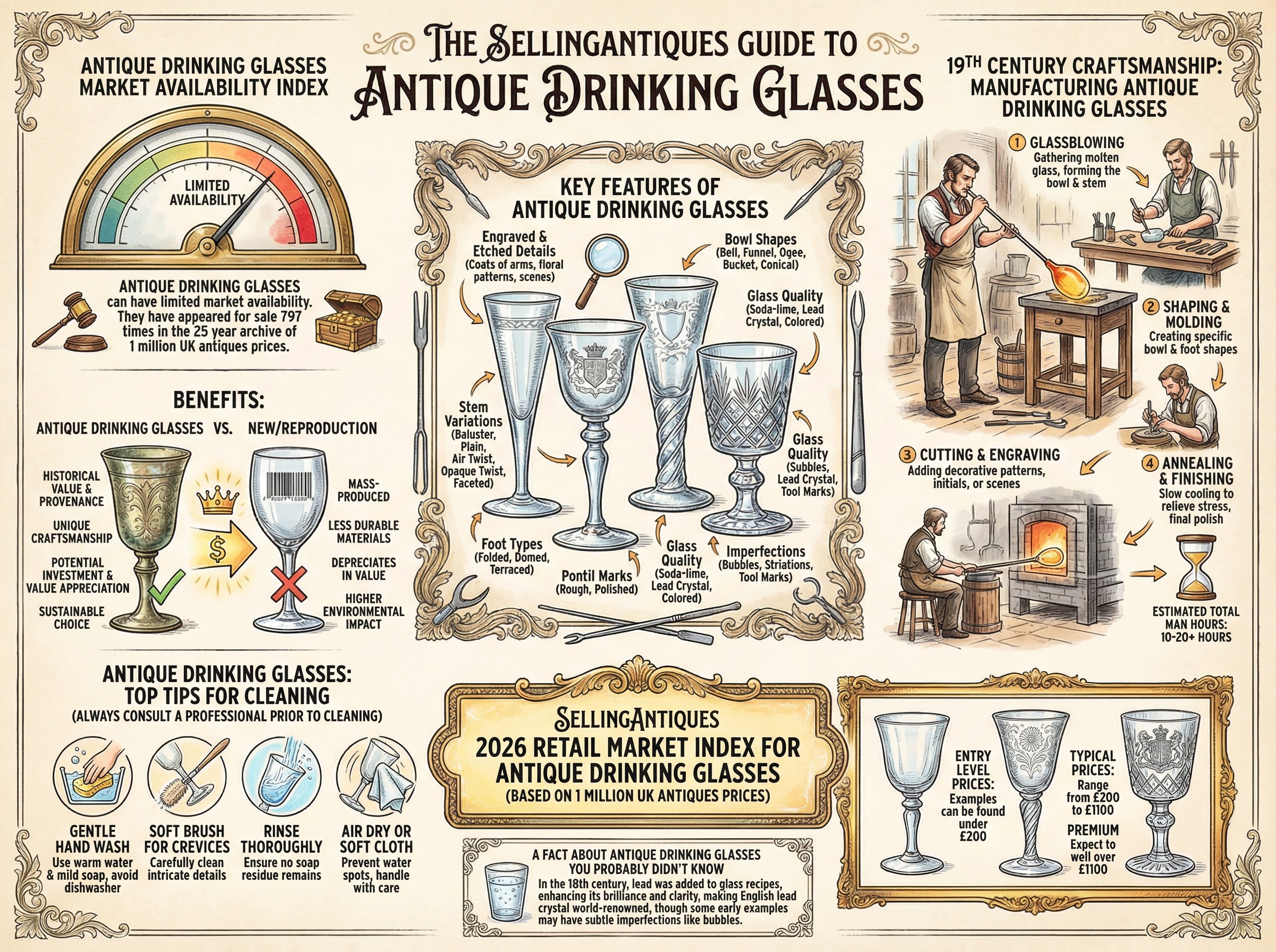 Antique Drinking Glasses Guide Infographic