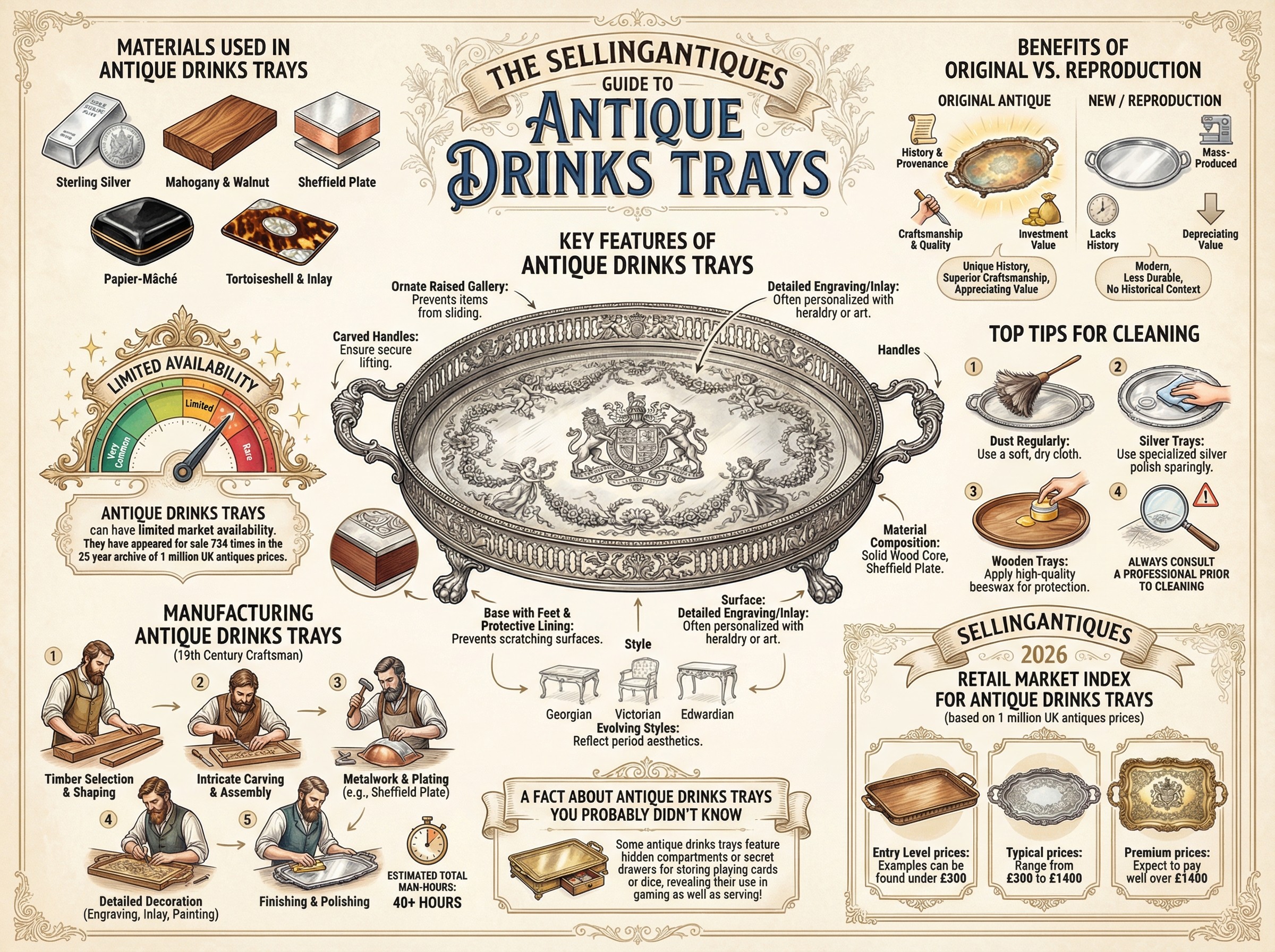 Antique Drinks Trays Guide Infographic