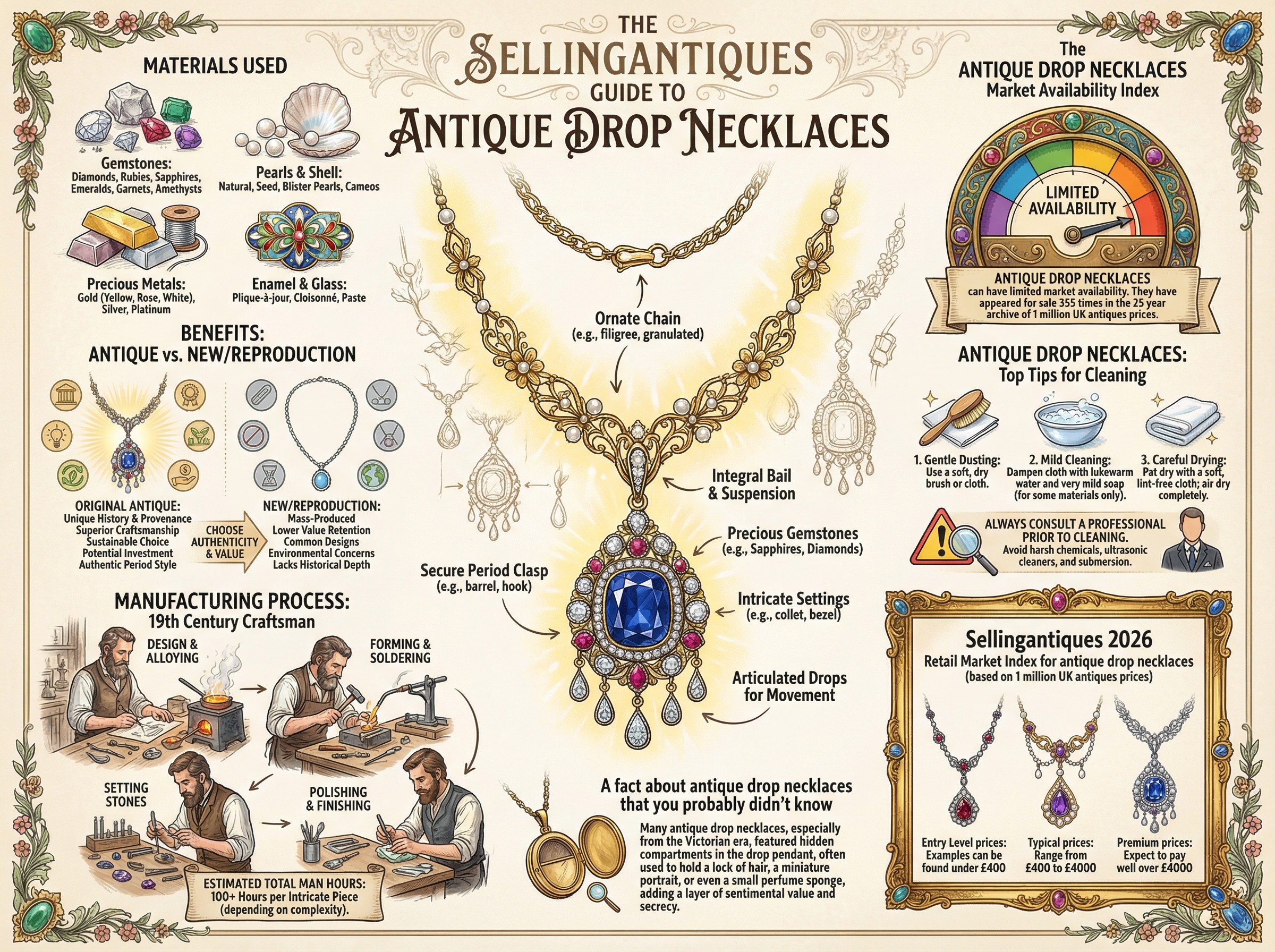 Antique Drop Necklaces Guide Infographic