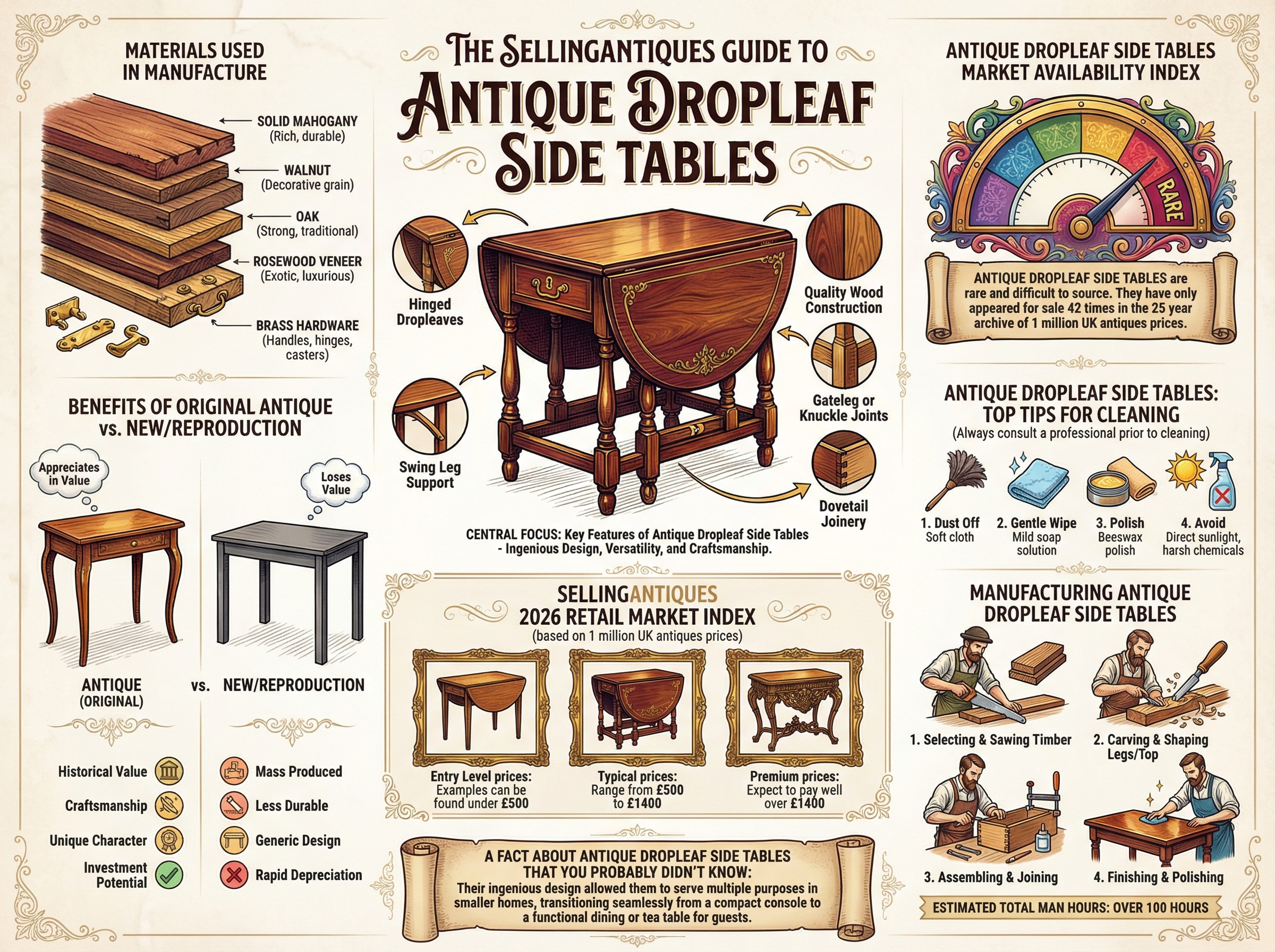 Antique Dropleaf Side Tables Guide Infographic