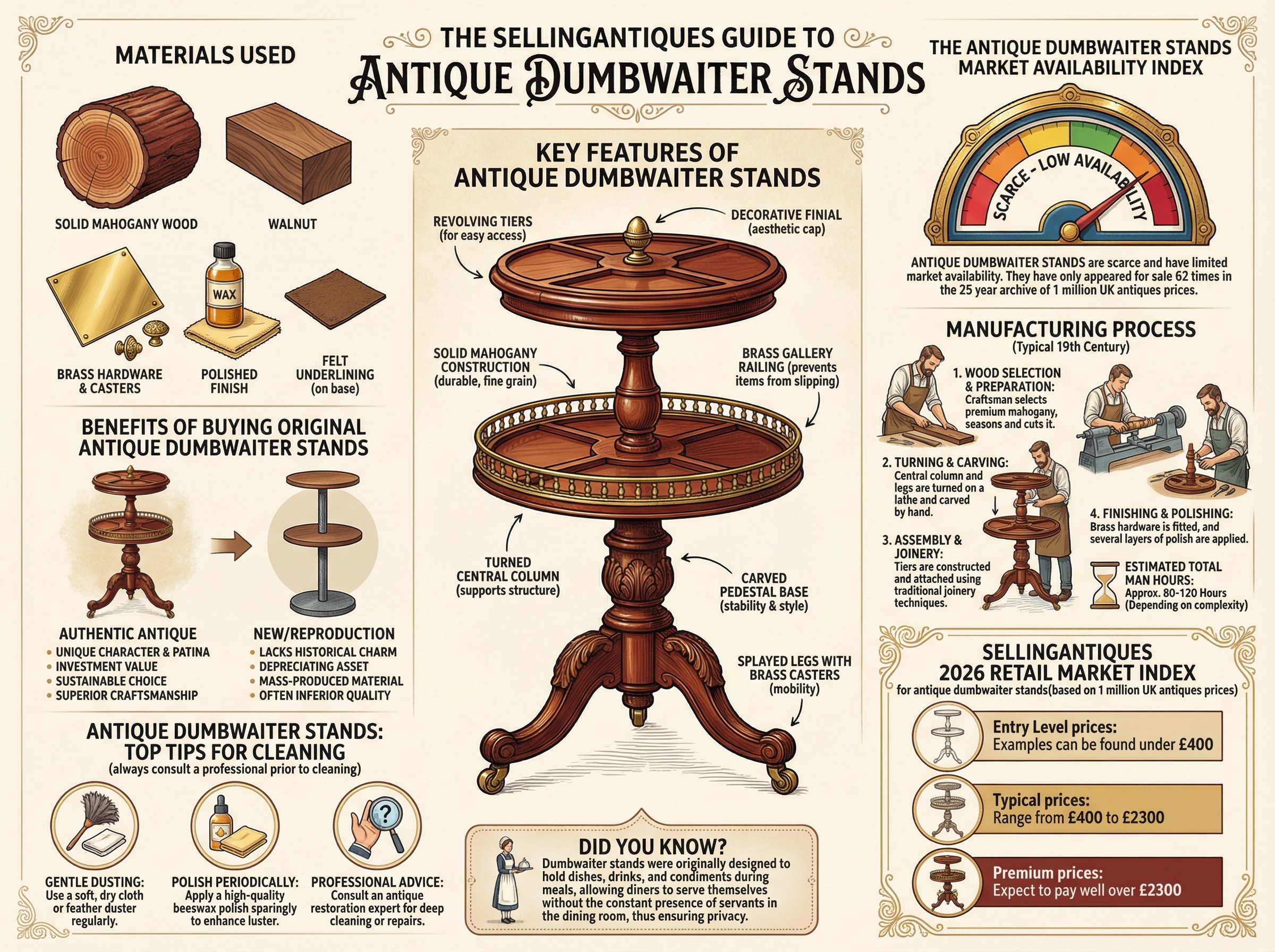 Antique Dumbwaiter Stands Guide Infographic